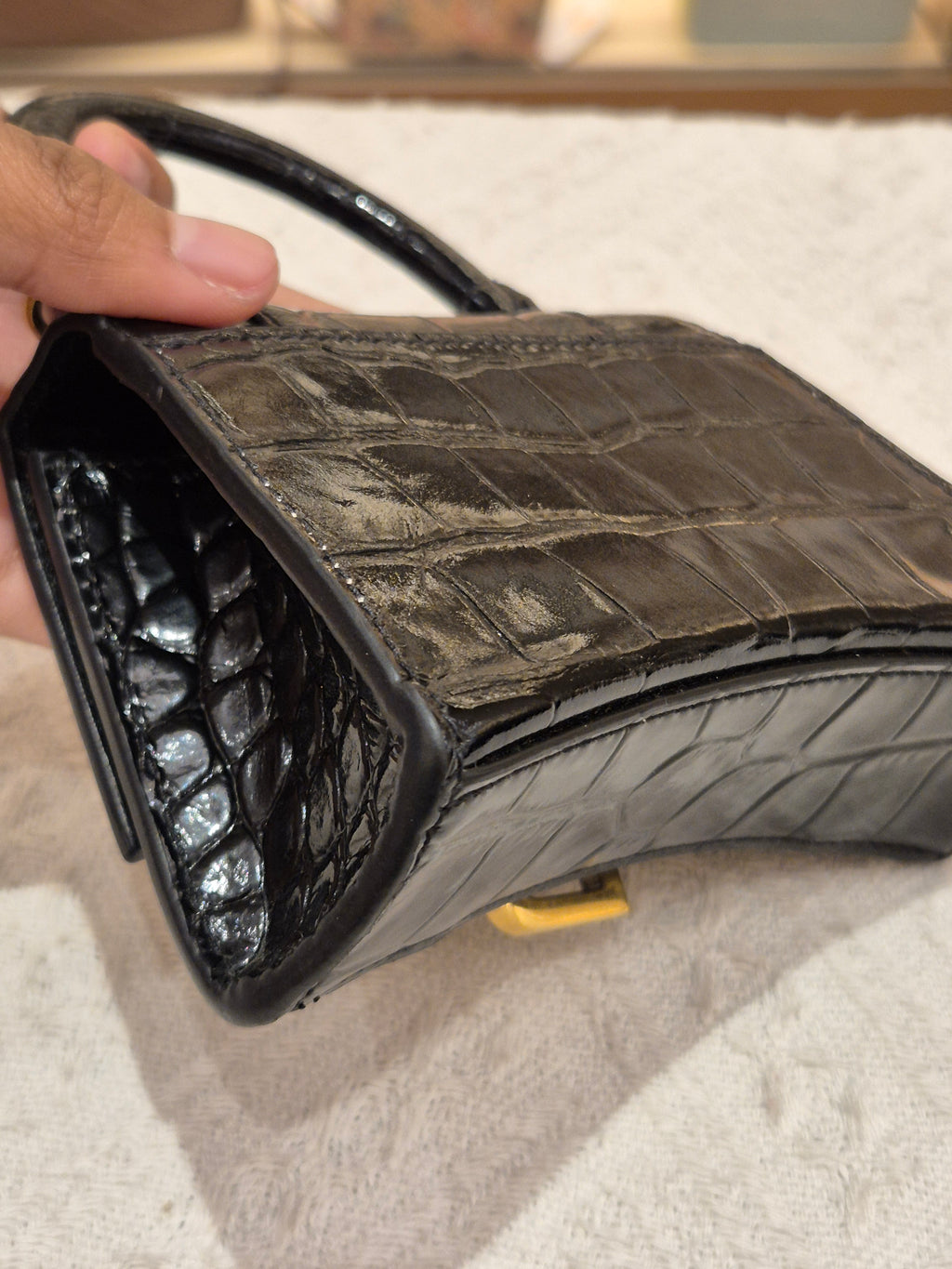 Balenciaga Hourglas Super Mini Croco