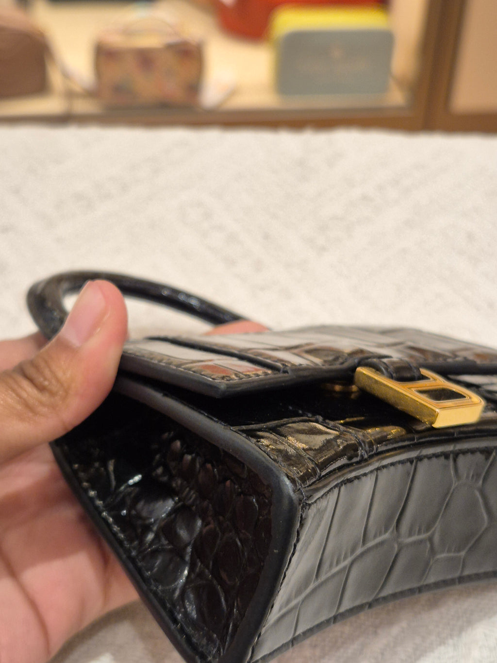 Balenciaga Hourglas Super Mini Croco