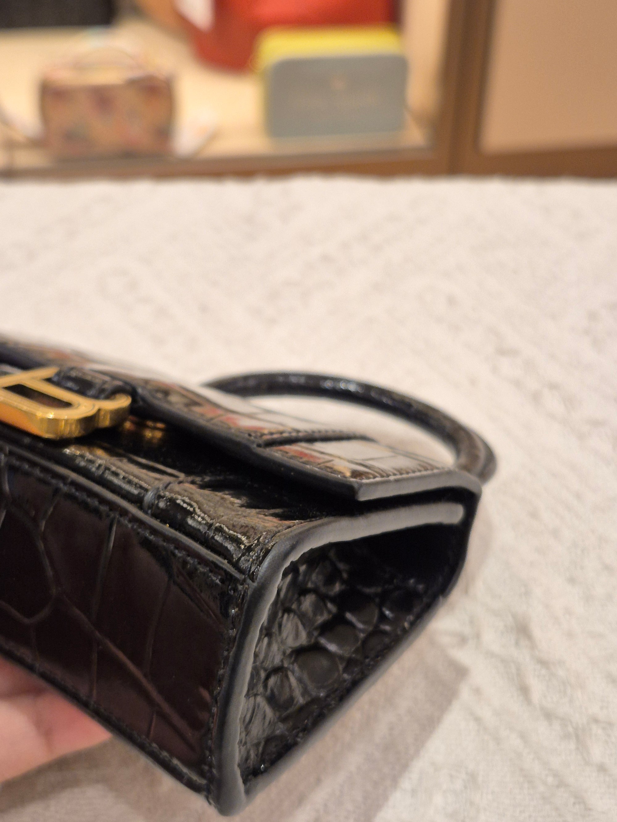 Balenciaga Hourglas Super Mini Croco