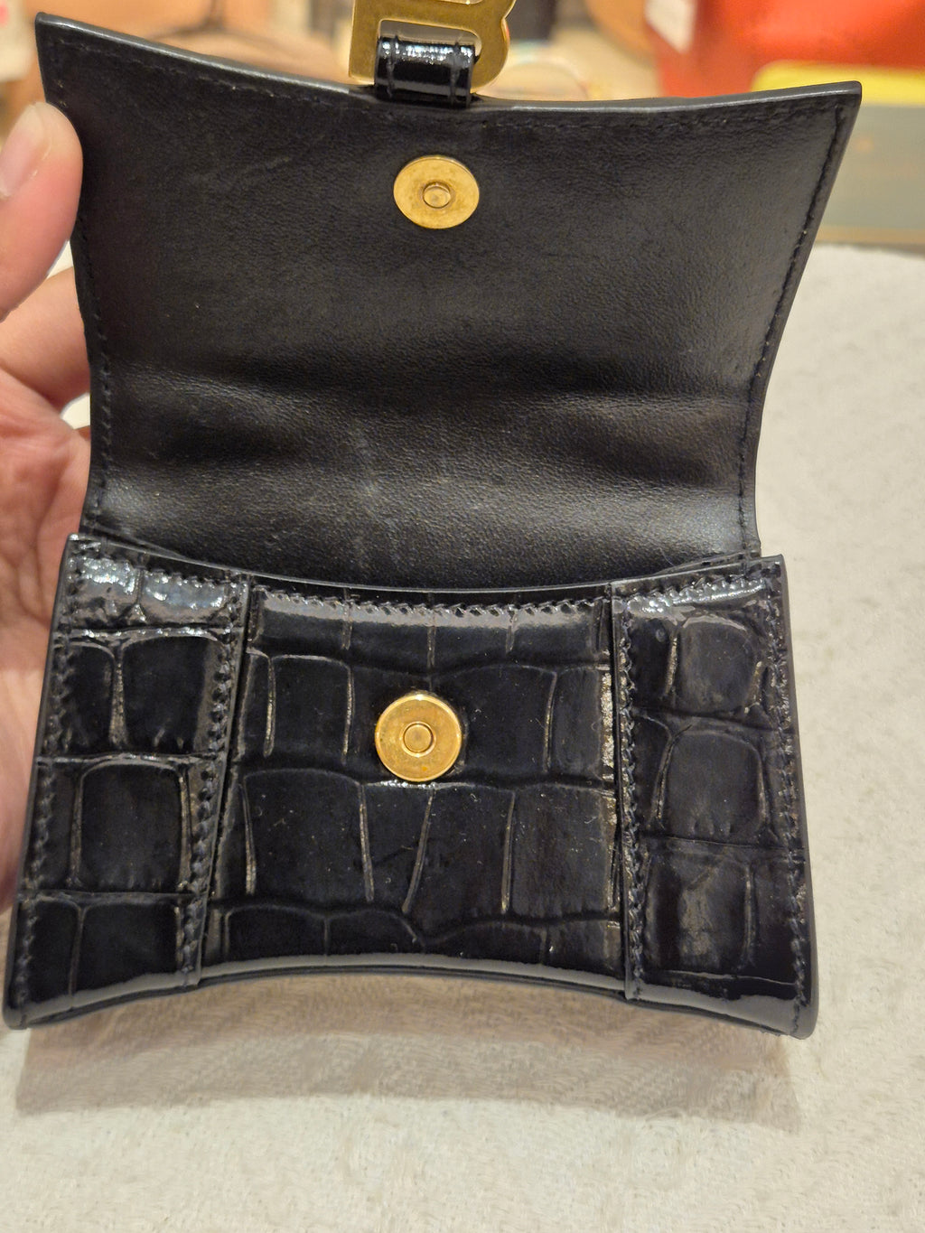 Balenciaga Hourglas Super Mini Croco