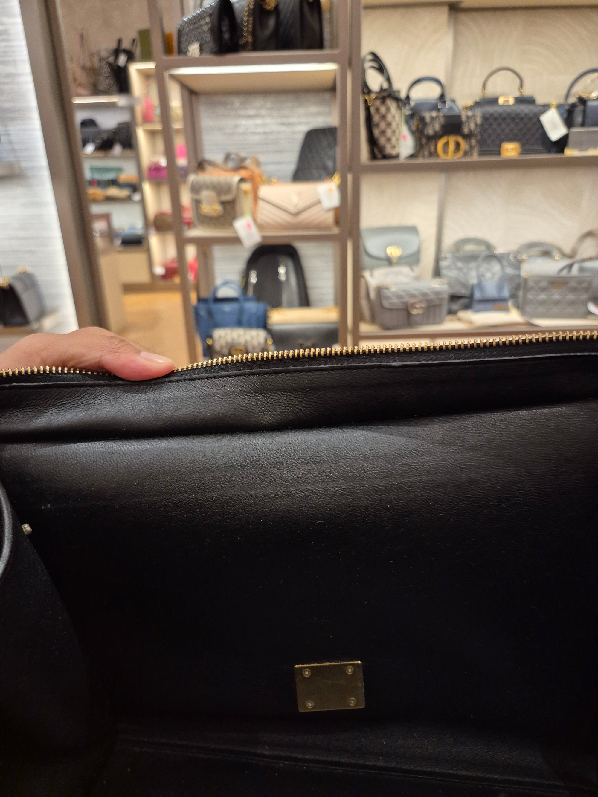 Celine Trapez Croco Black