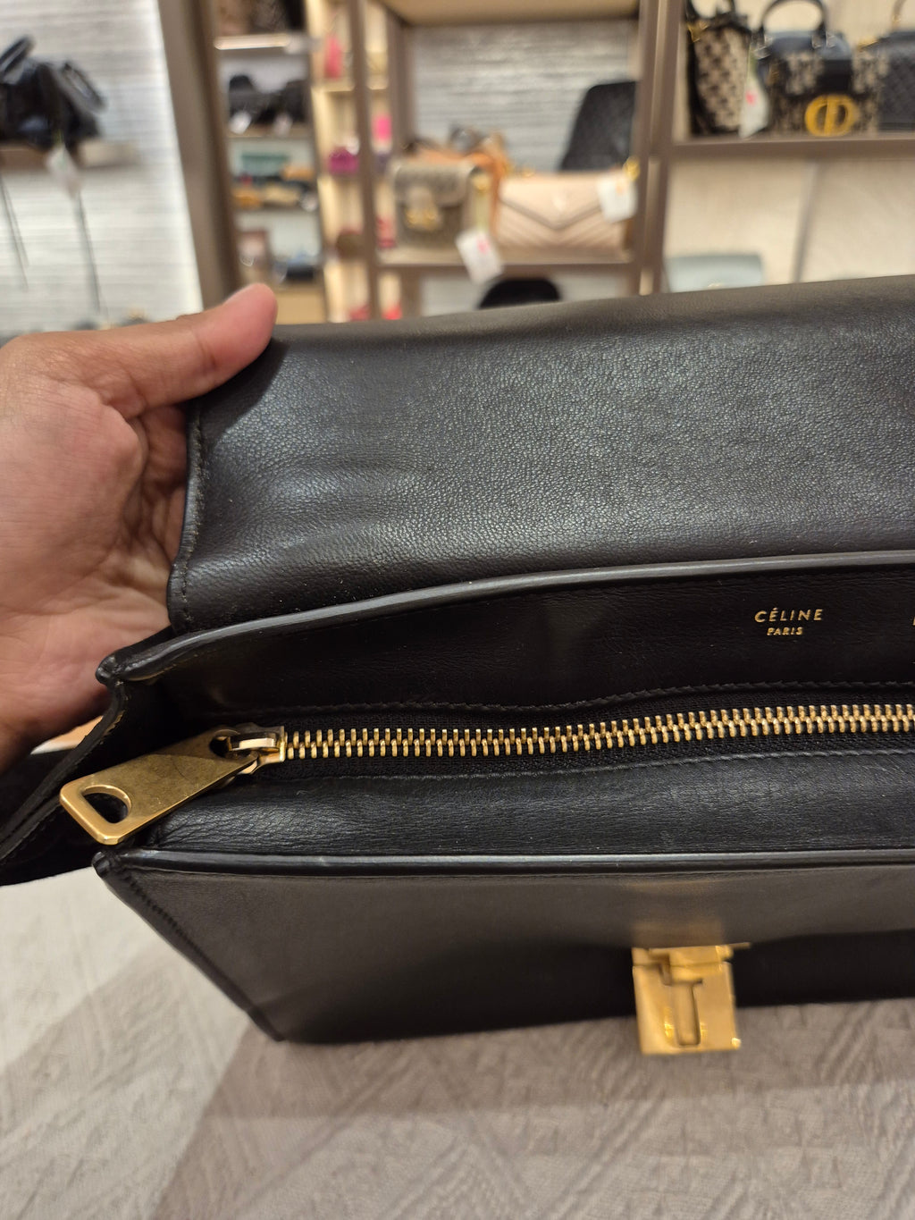 Celine Trapez Croco Black