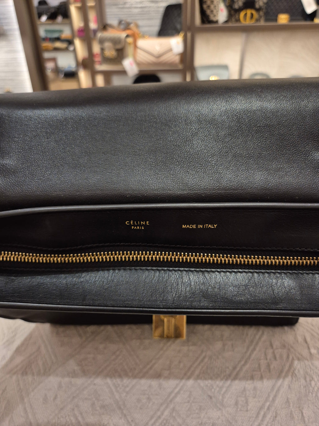 Celine Trapez Croco Black