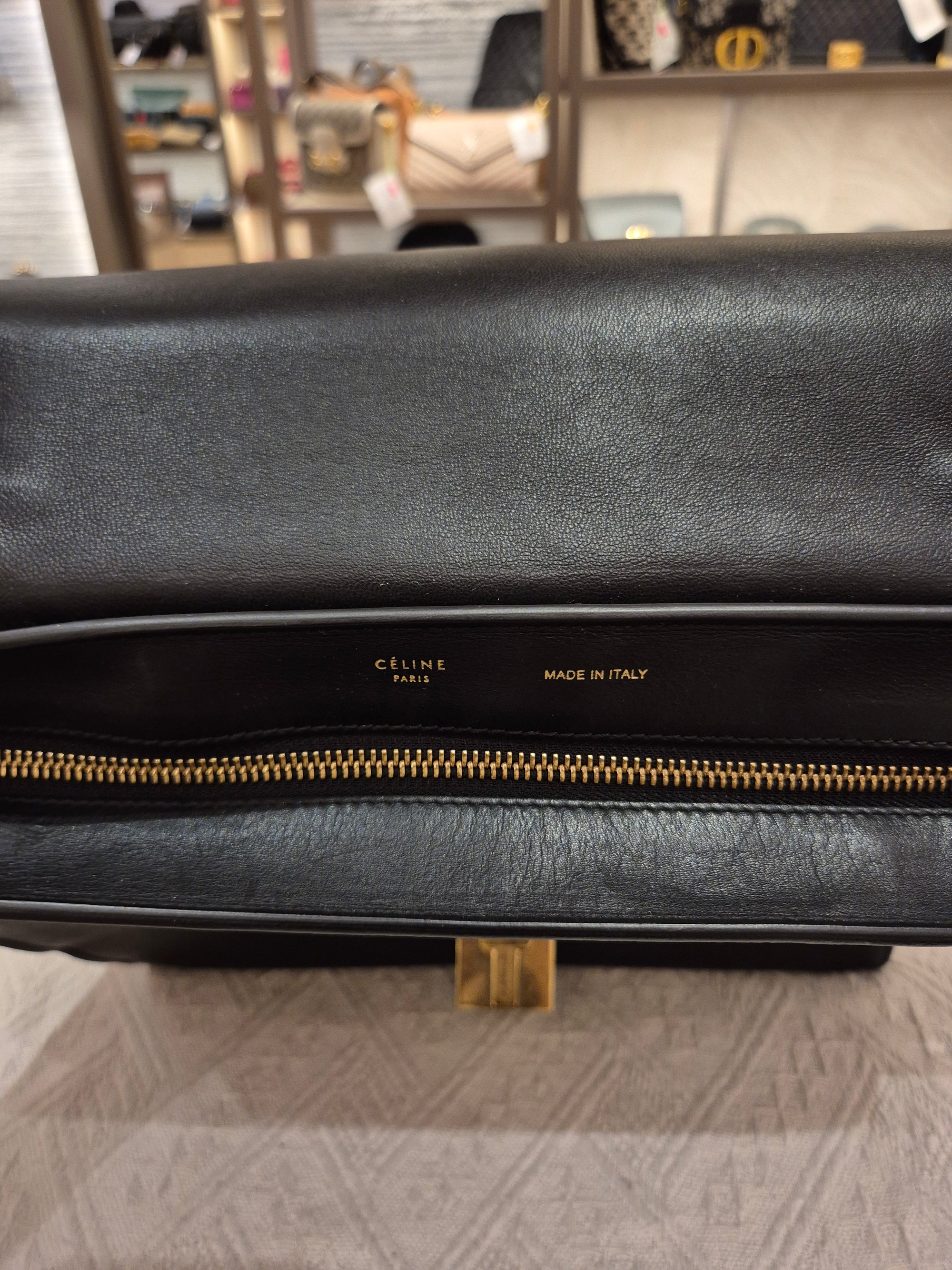 Celine Trapez Croco Black