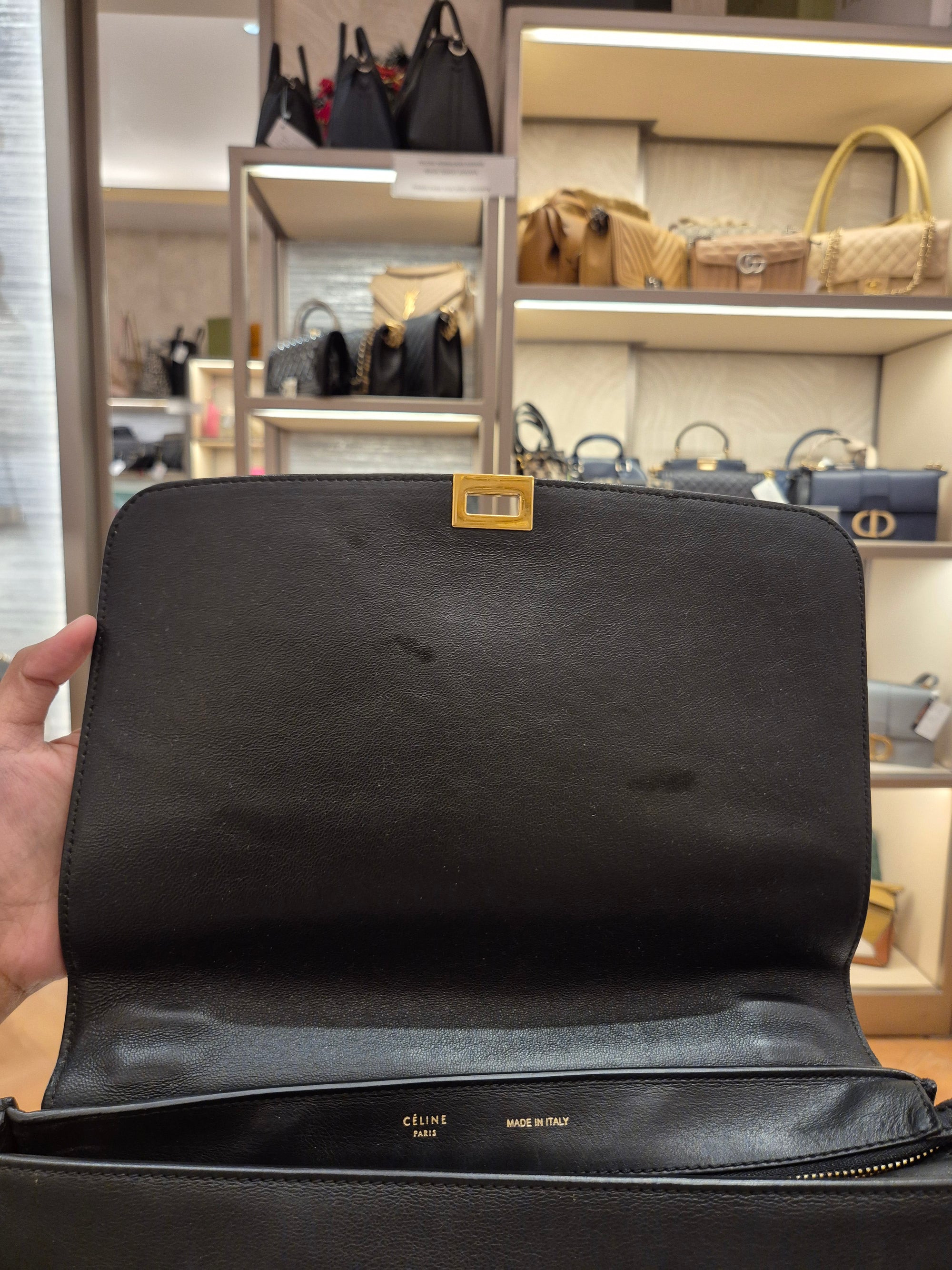 Celine Trapez Croco Black