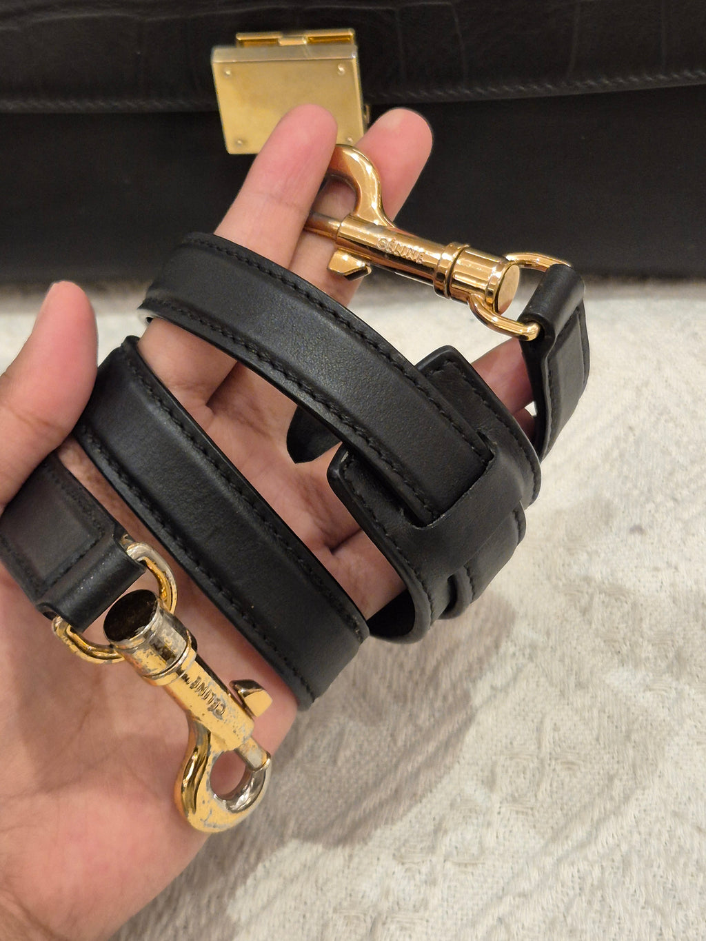 Celine Trapez Croco Black