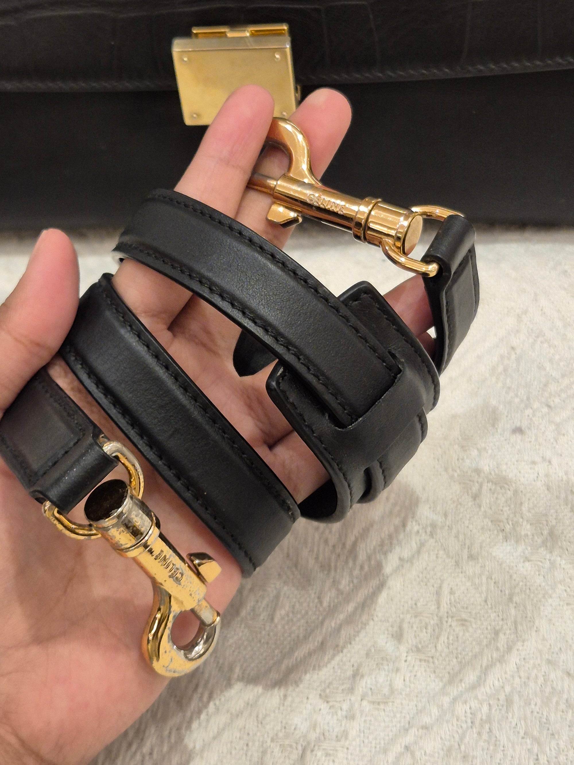 Celine Trapez Croco Black