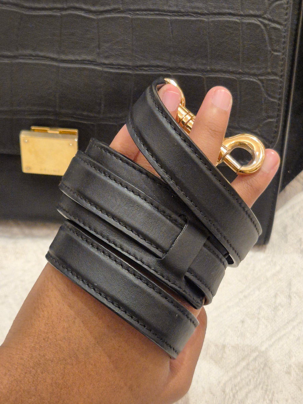 Celine Trapez Croco Black