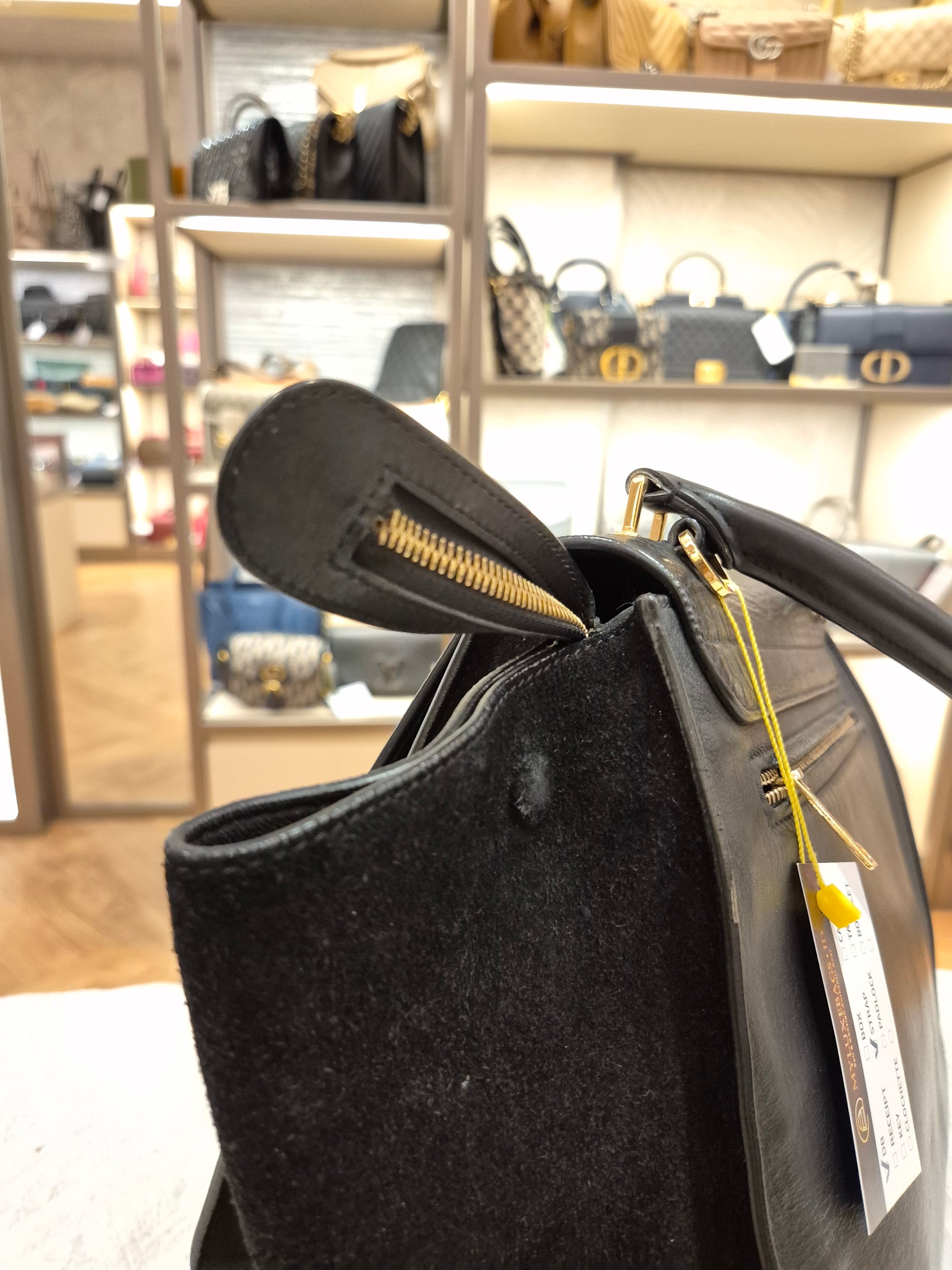 Celine Trapez Croco Black