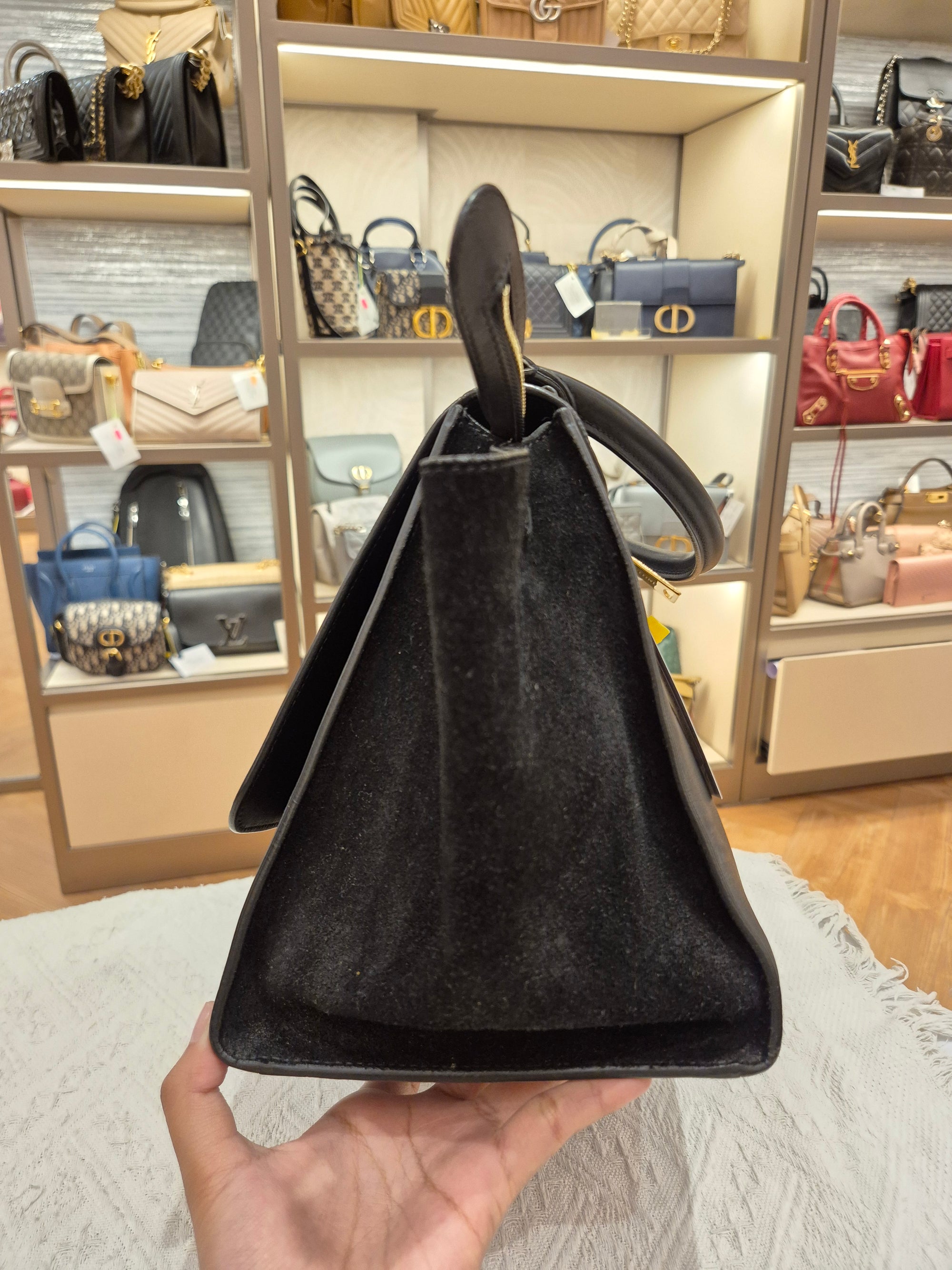 Celine Trapez Croco Black