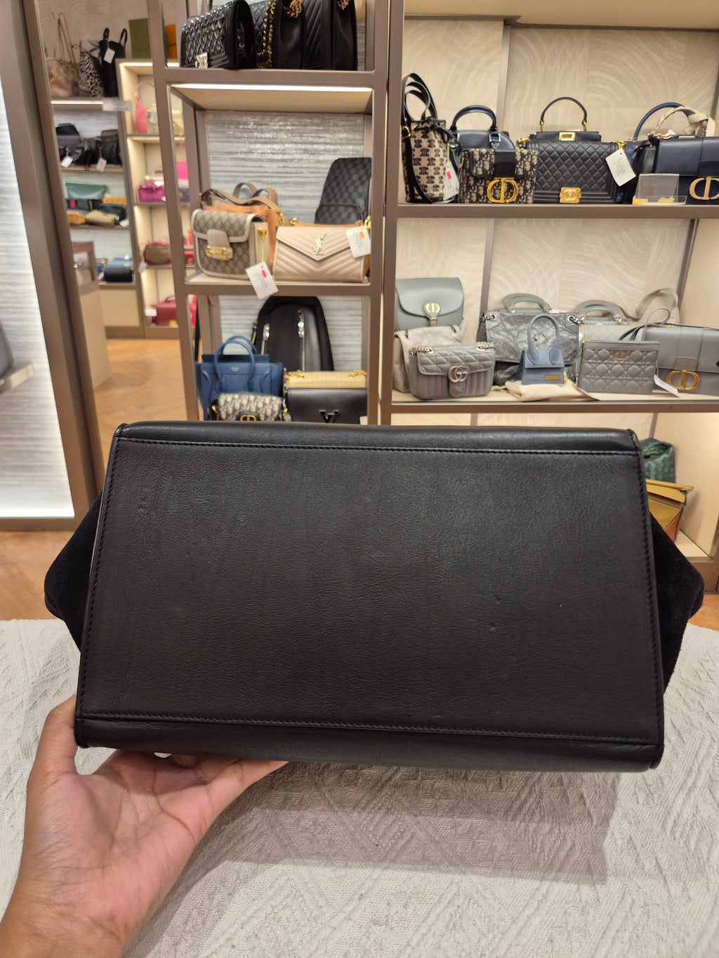 Celine Trapez Croco Black