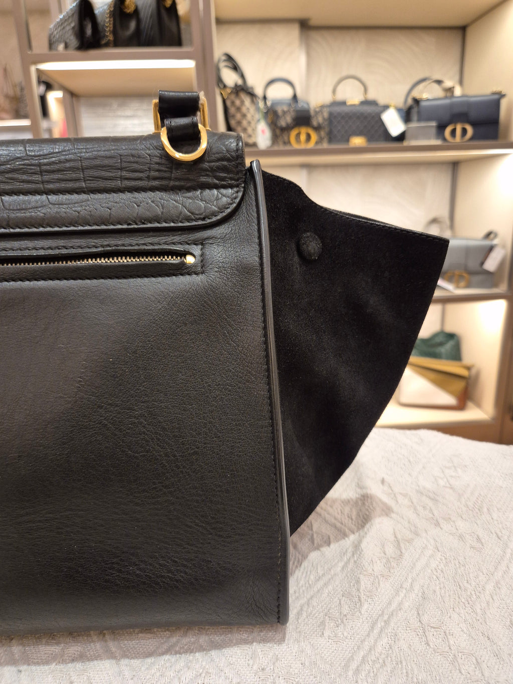 Celine Trapez Croco Black