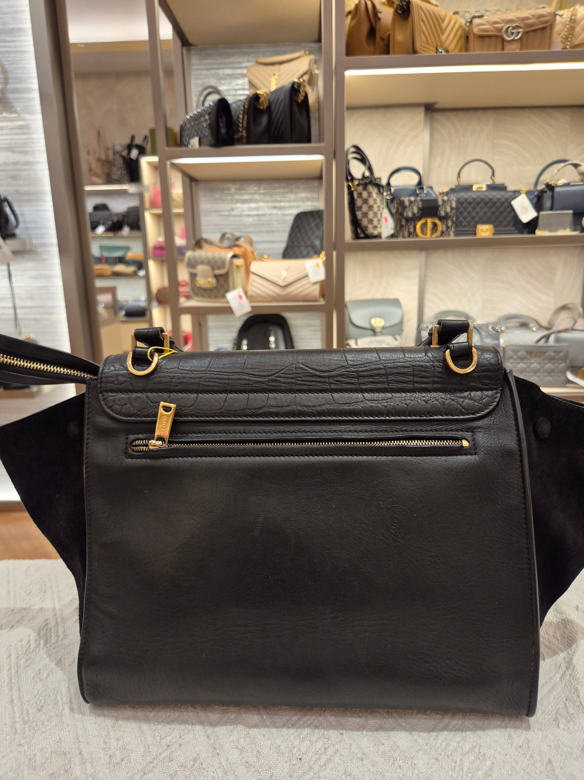 Celine Trapez Croco Black