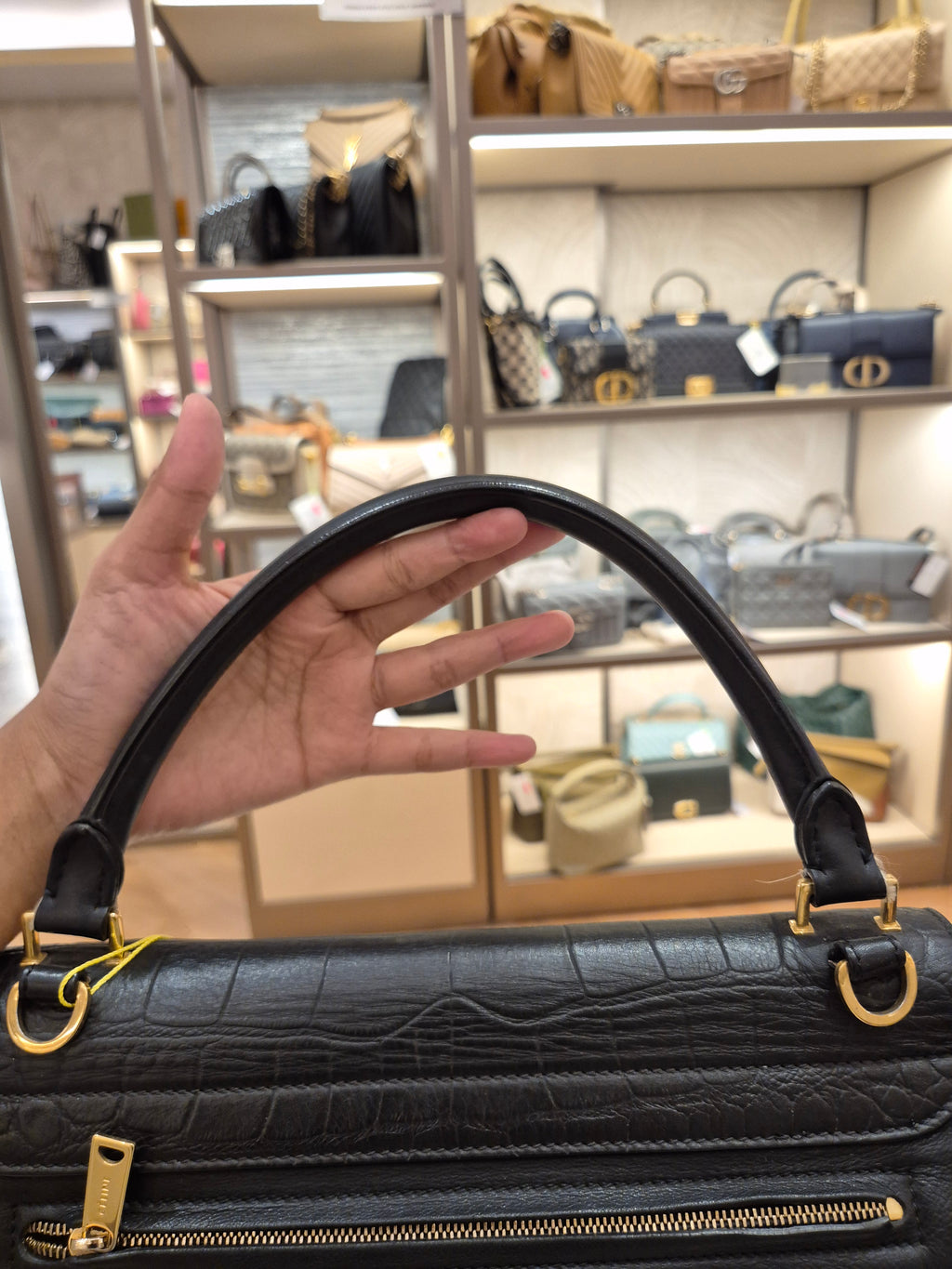 Celine Trapez Croco Black