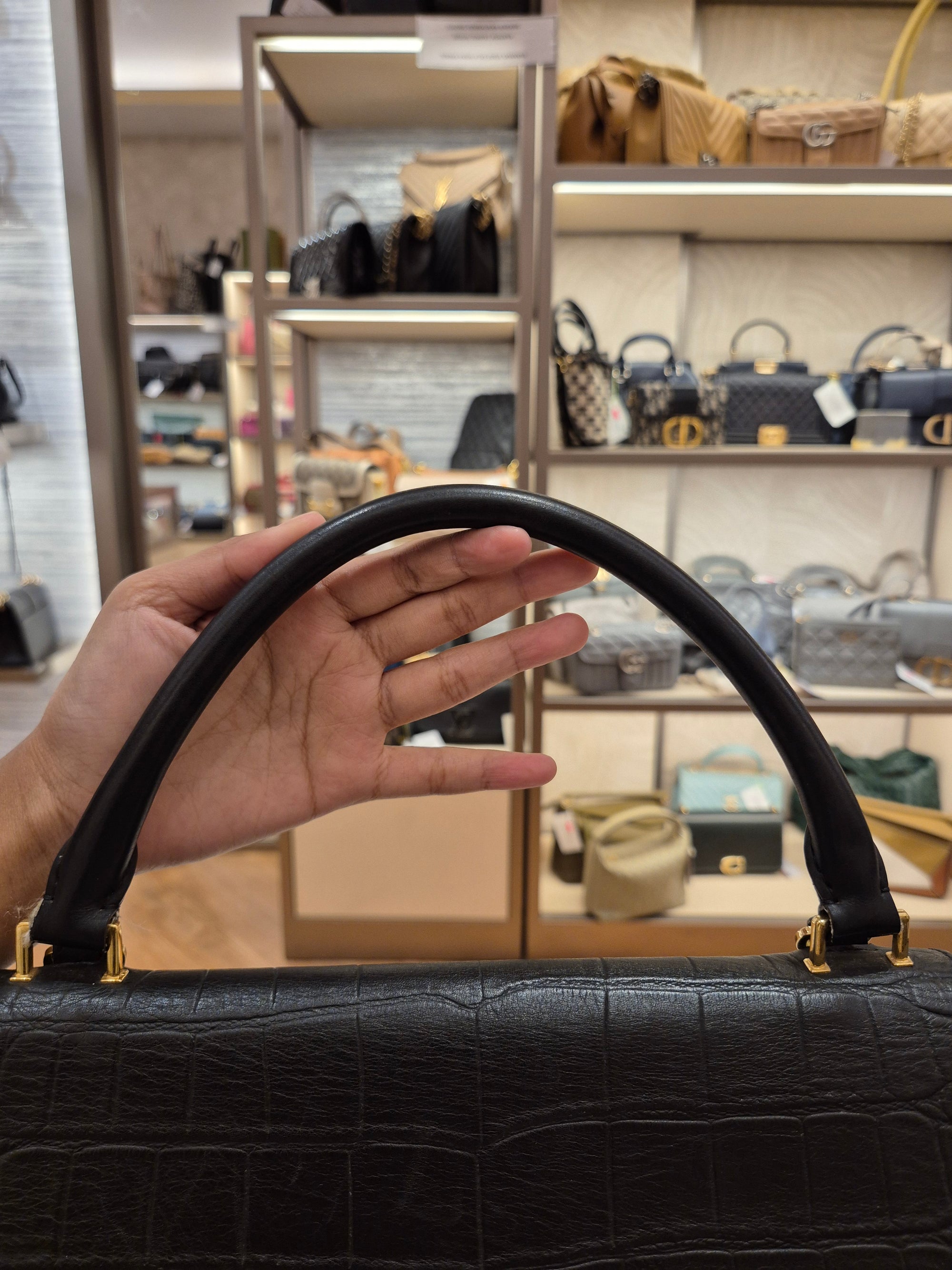 Celine Trapez Croco Black