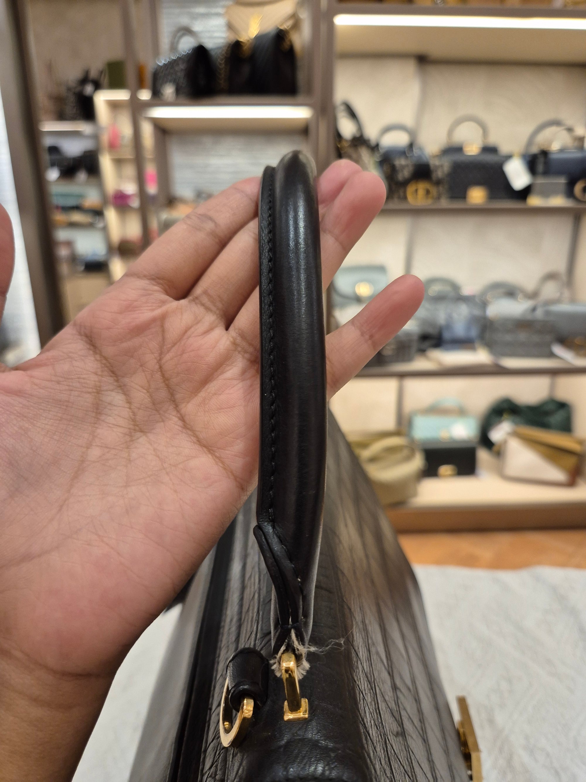 Celine Trapez Croco Black