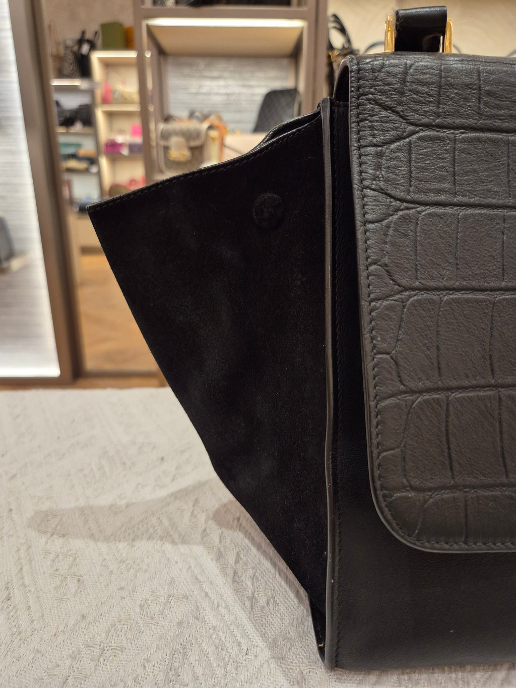 Celine Trapez Croco Black