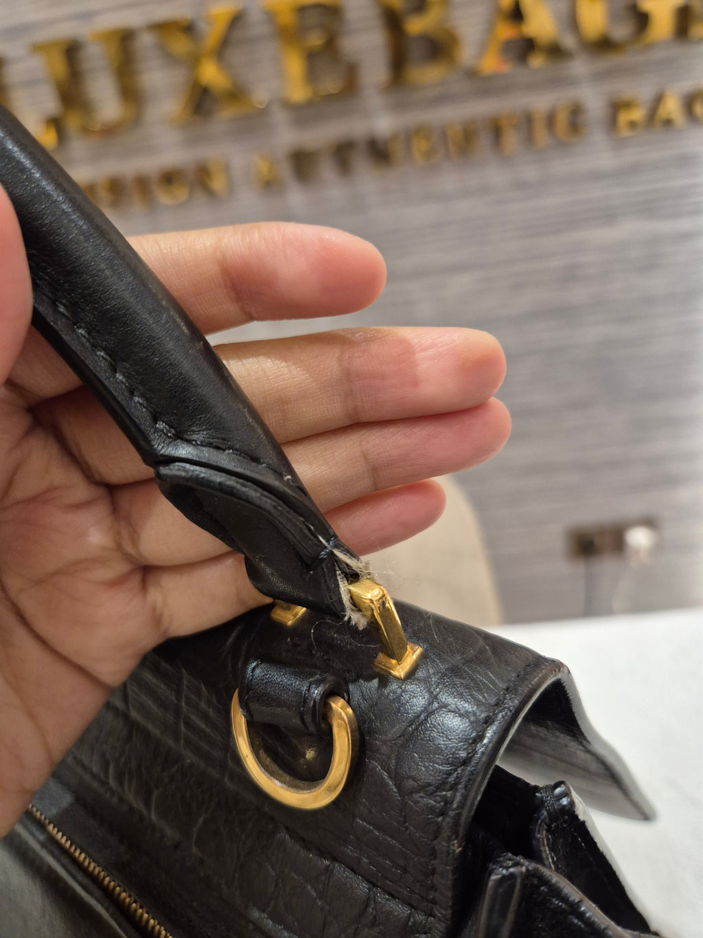 Celine Trapez Croco Black