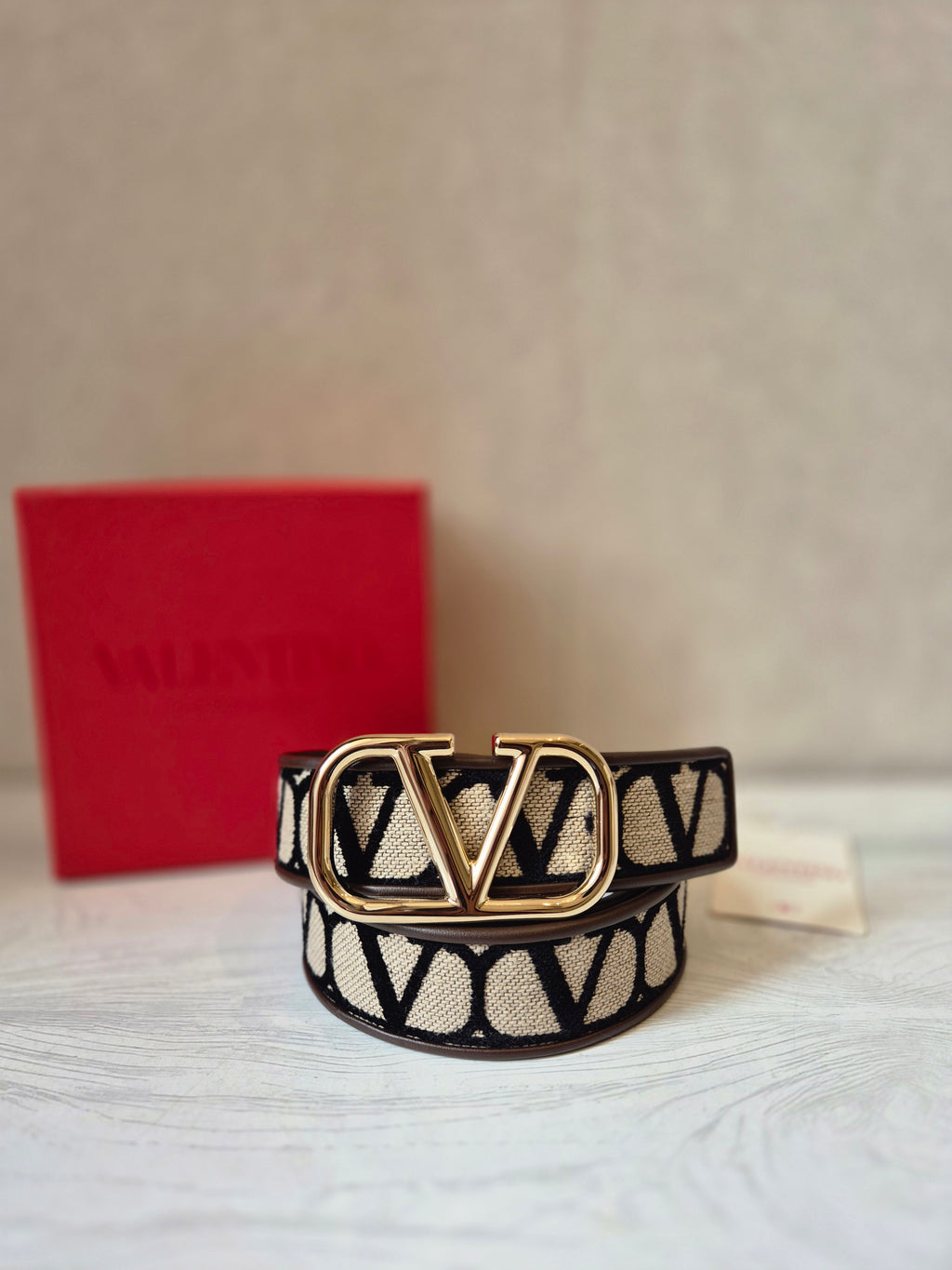 Valentino Belt Canvas V Logo