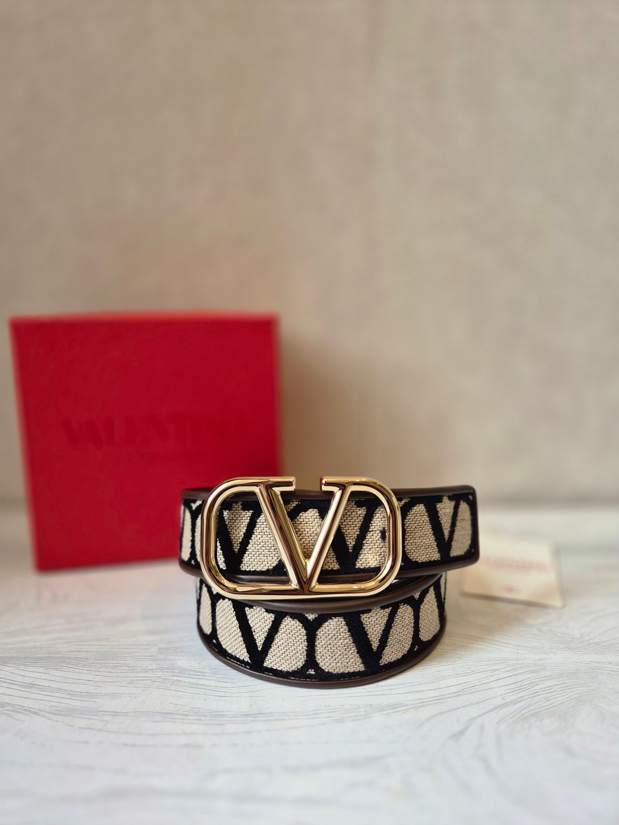 Valentino Belt Canvas V Logo