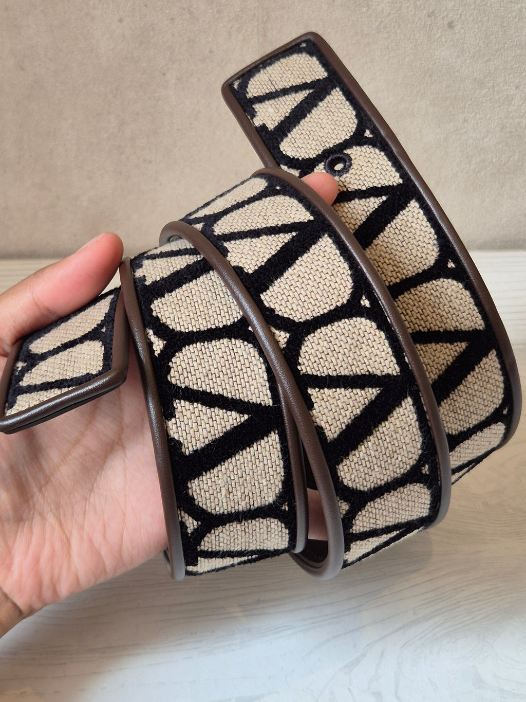 Valentino Belt Canvas V Logo