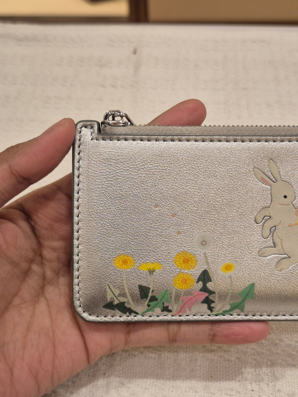Loewe Zippy Card Holder Silver Rabbit