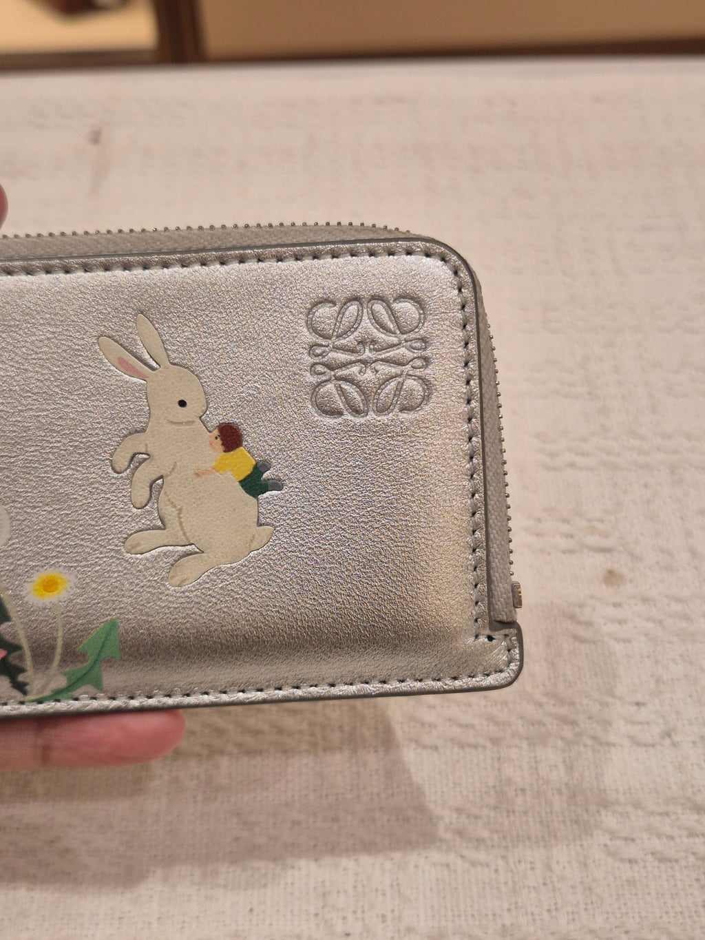 Loewe Zippy Card Holder Silver Rabbit
