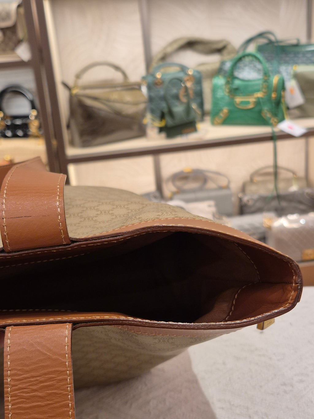 Celine Macadam Tote Tan