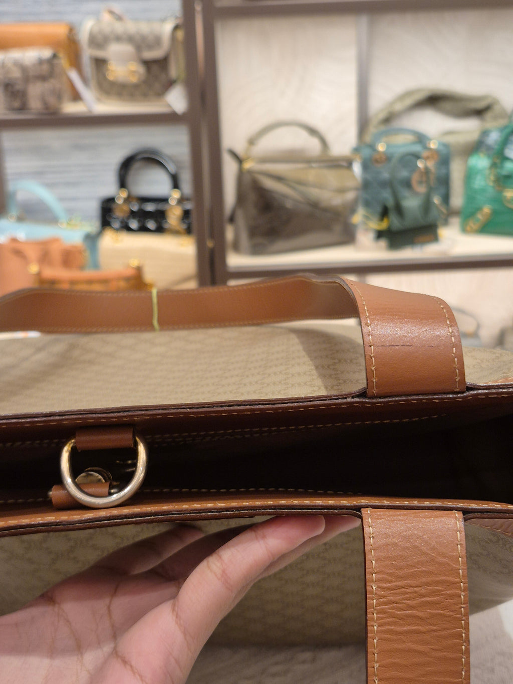 Celine Macadam Tote Tan