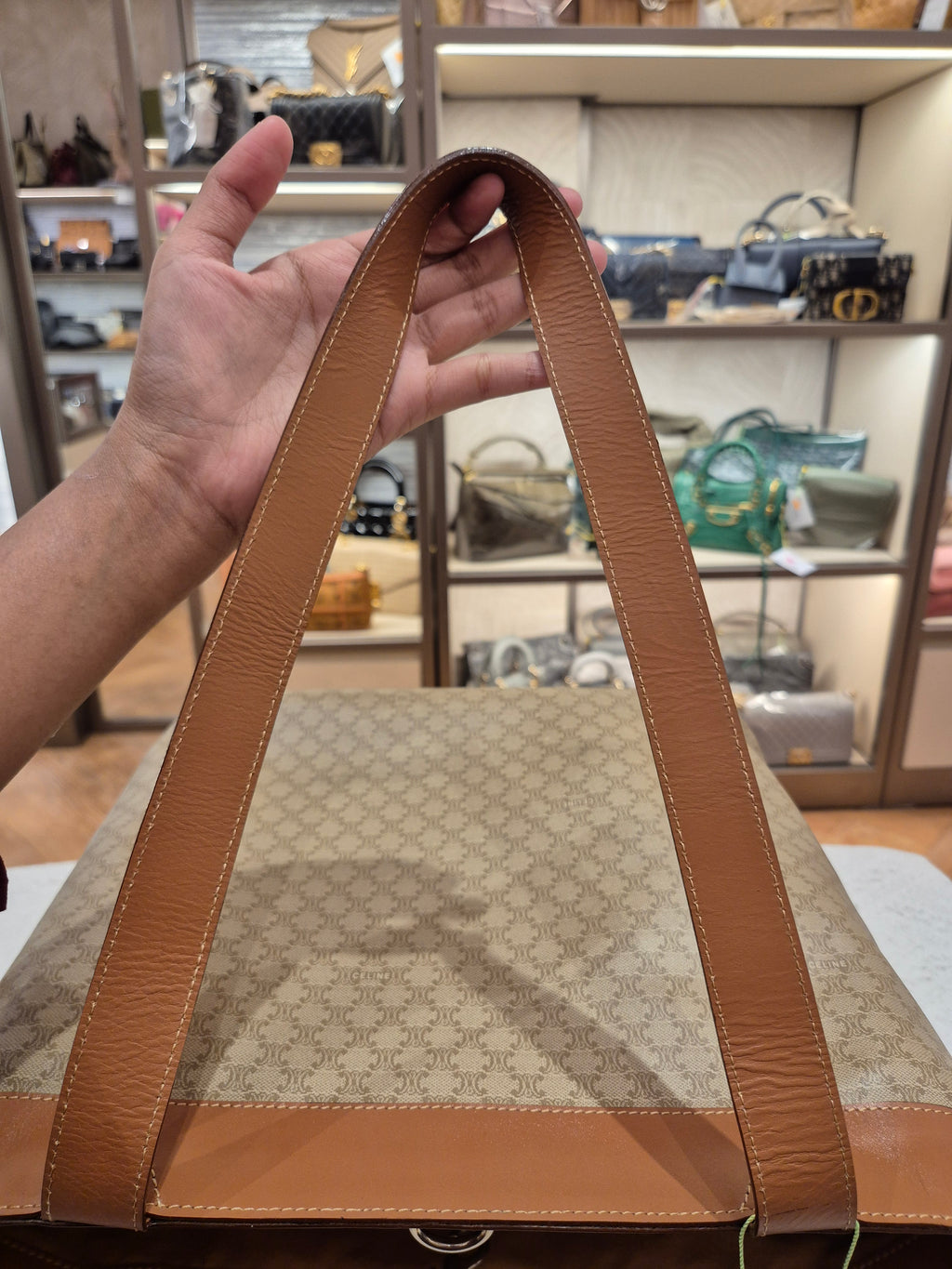 Celine Macadam Tote Tan
