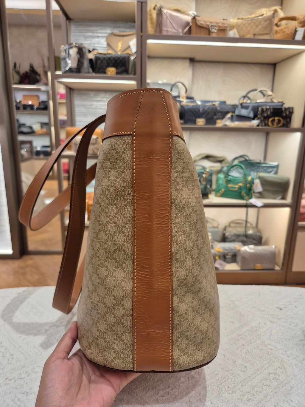 Celine Macadam Tote Tan