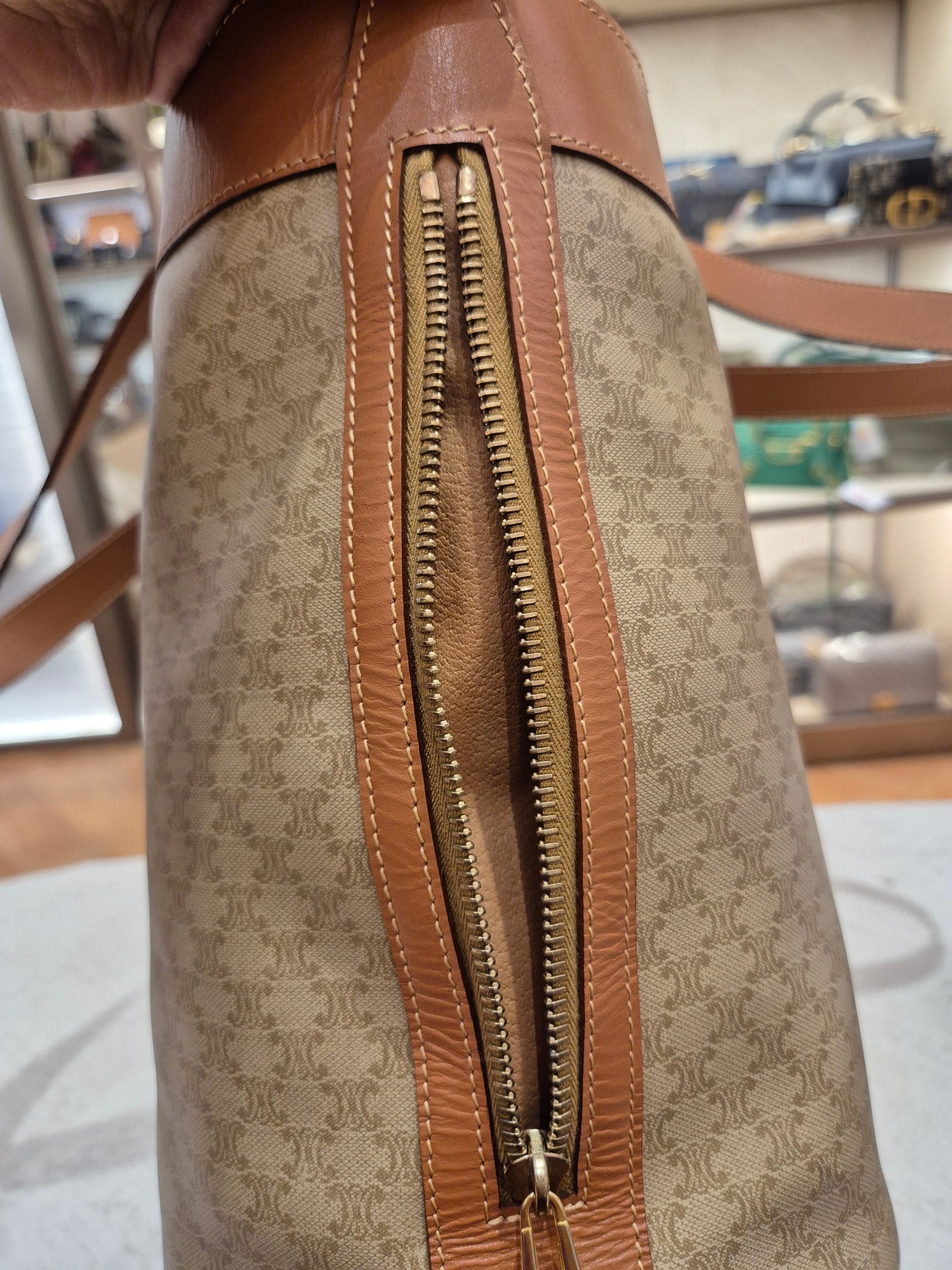 Celine Macadam Tote Tan