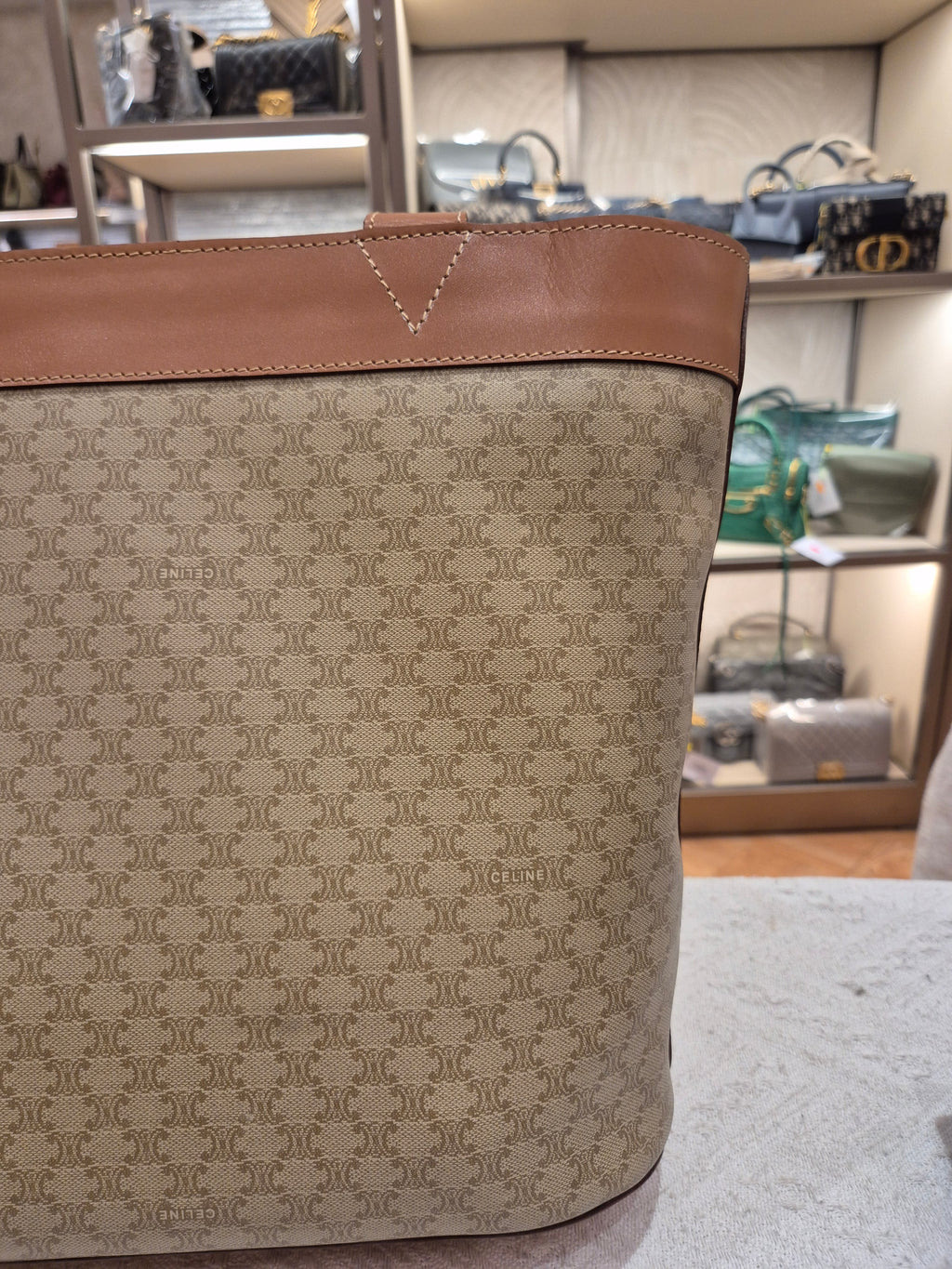Celine Macadam Tote Tan
