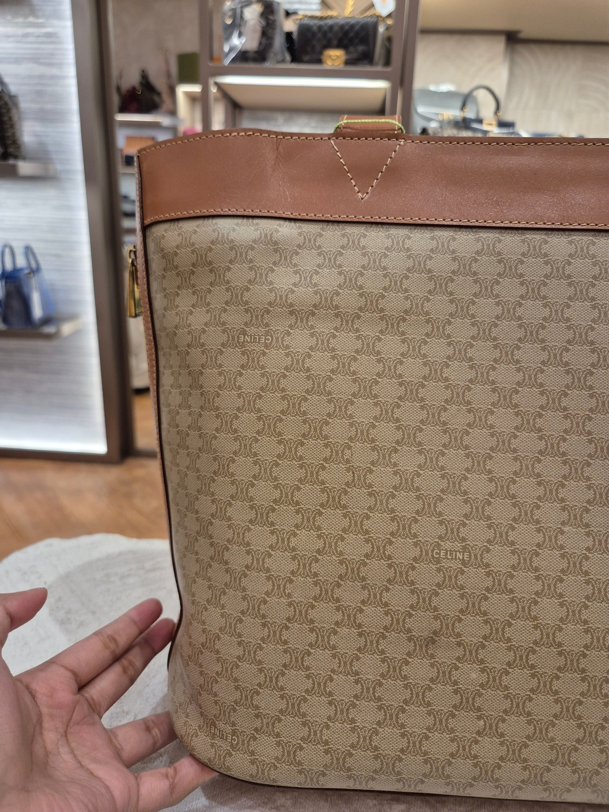 Celine Macadam Tote Tan