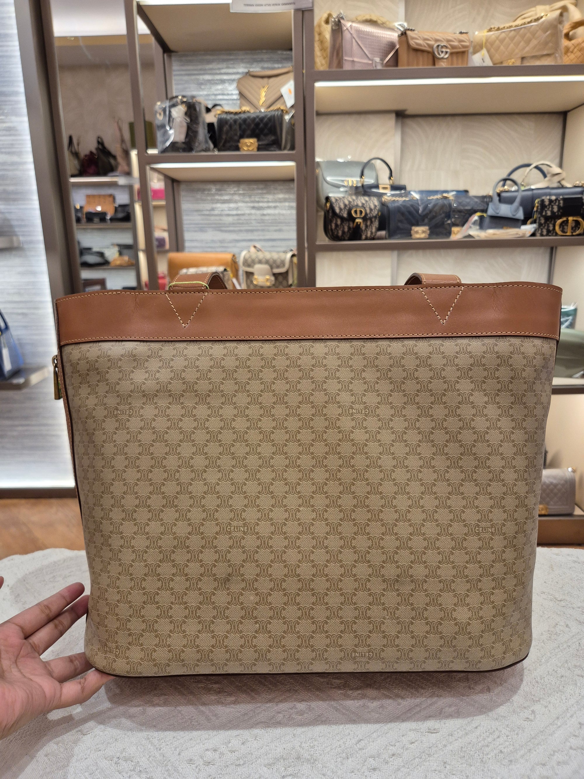 Celine Macadam Tote Tan