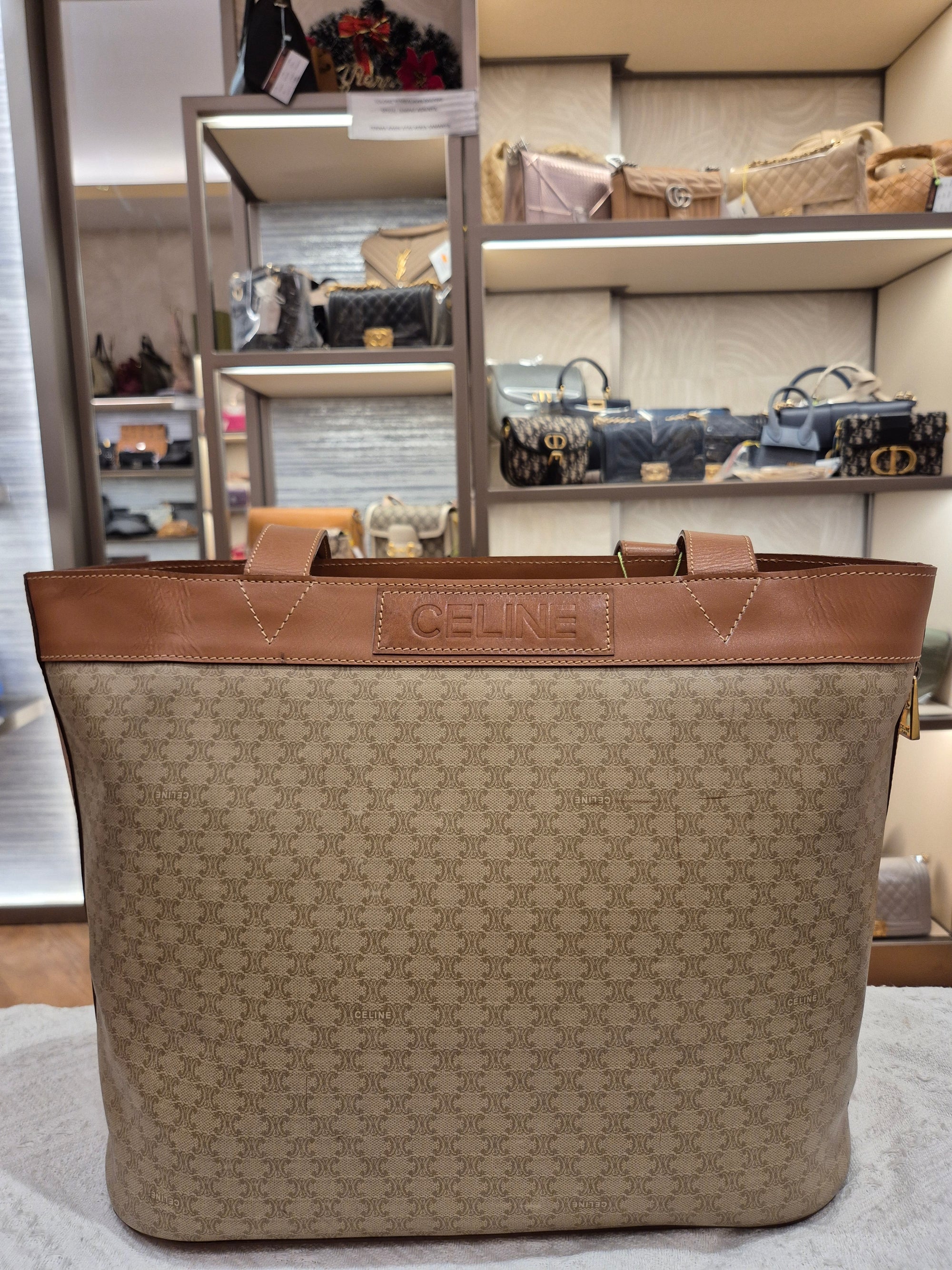Celine Macadam Tote Tan