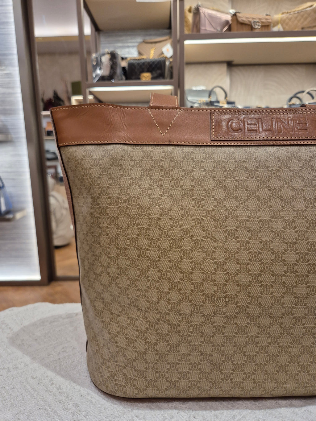 Celine Macadam Tote Tan