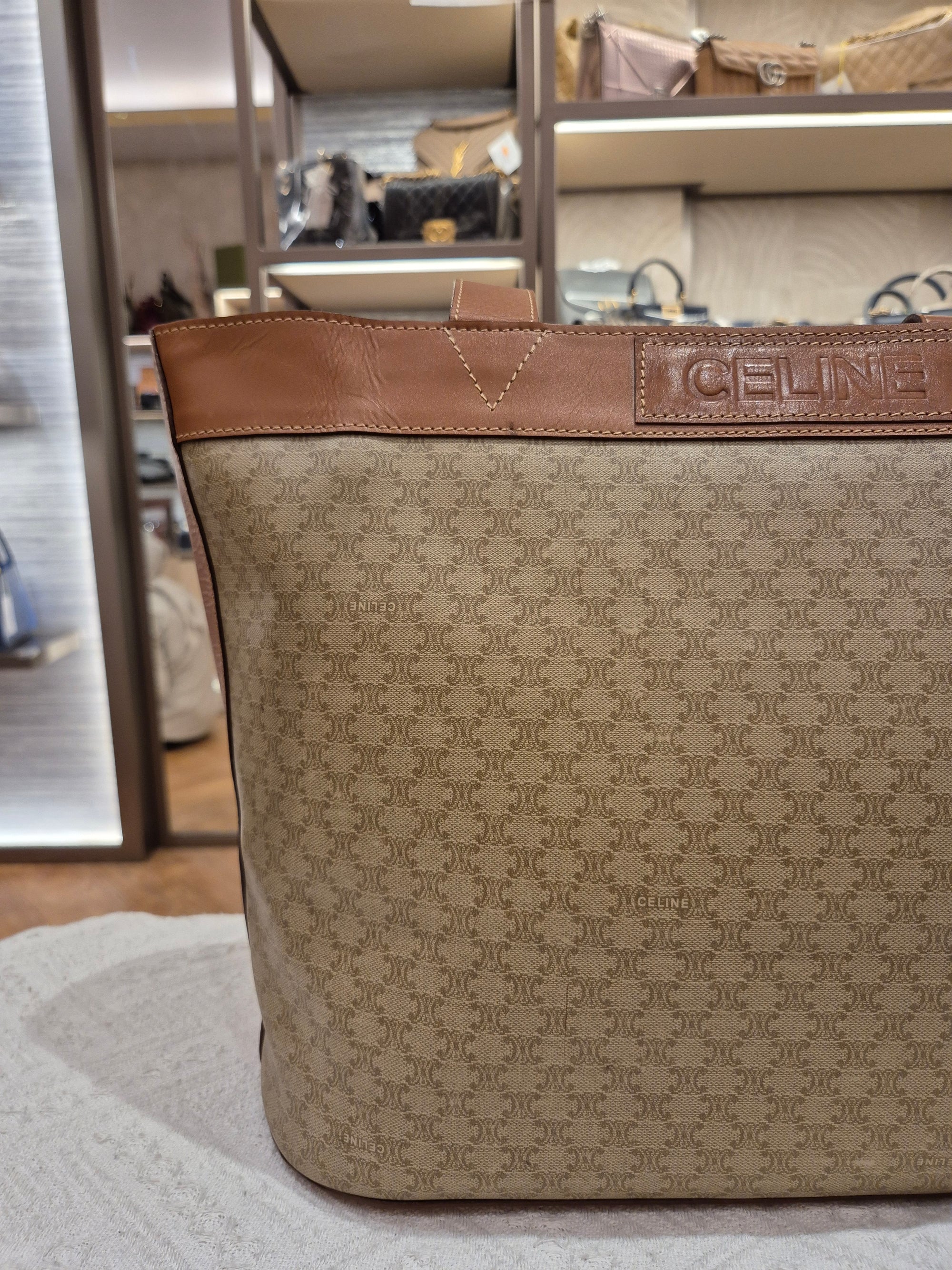 Celine Macadam Tote Tan