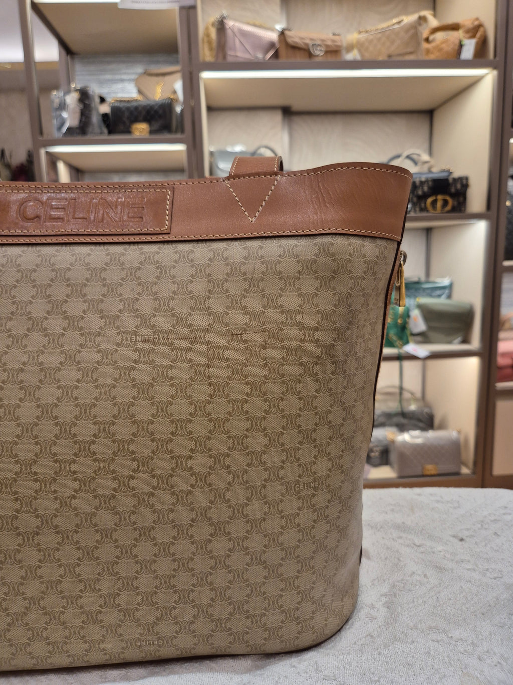 Celine Macadam Tote Tan