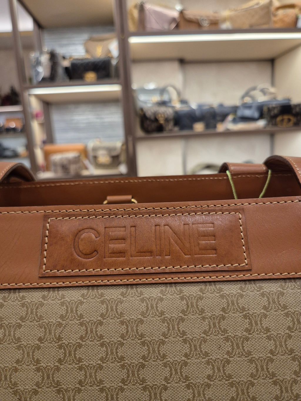Celine Macadam Tote Tan