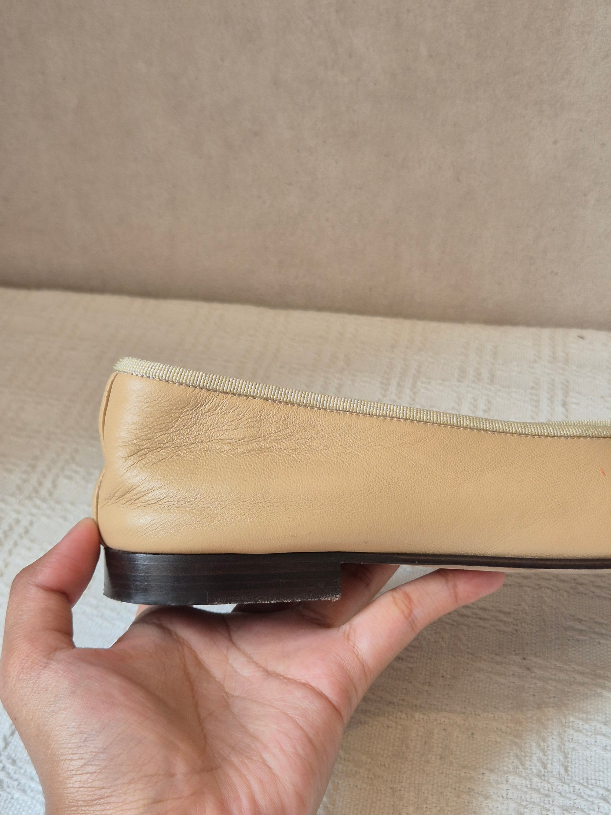 Chanel Ballerina Flat Shoes Beige Black