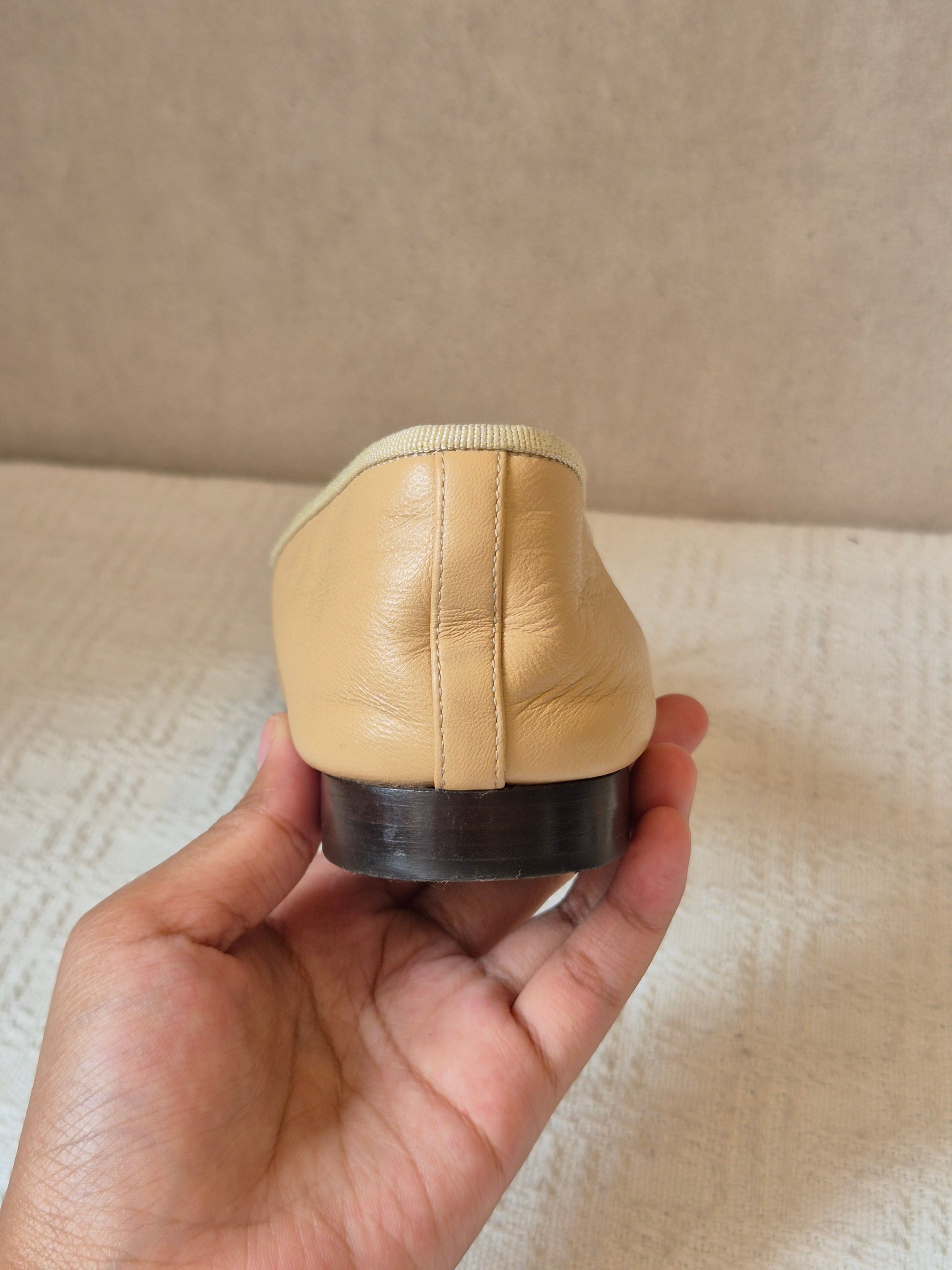 Chanel Ballerina Flat Shoes Beige Black