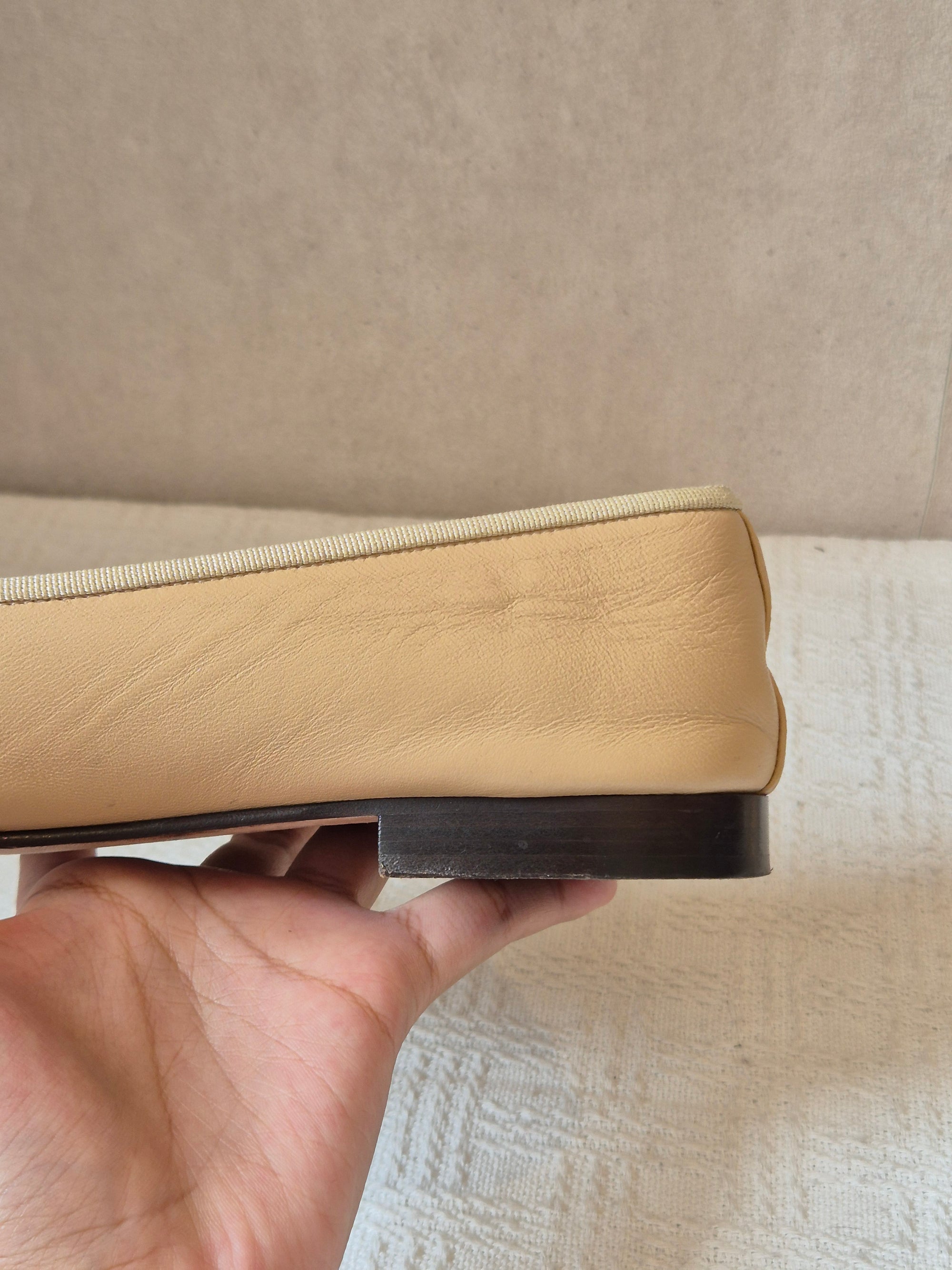 Chanel Ballerina Flat Shoes Beige Black