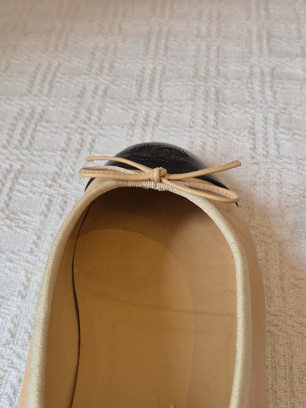 Chanel Ballerina Flat Shoes Beige Black