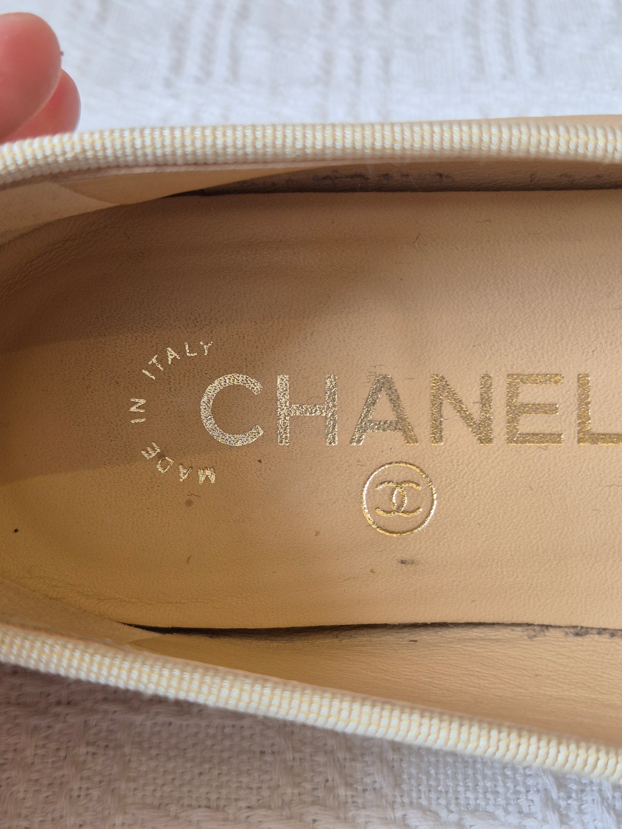 Chanel Ballerina Flat Shoes Beige Black