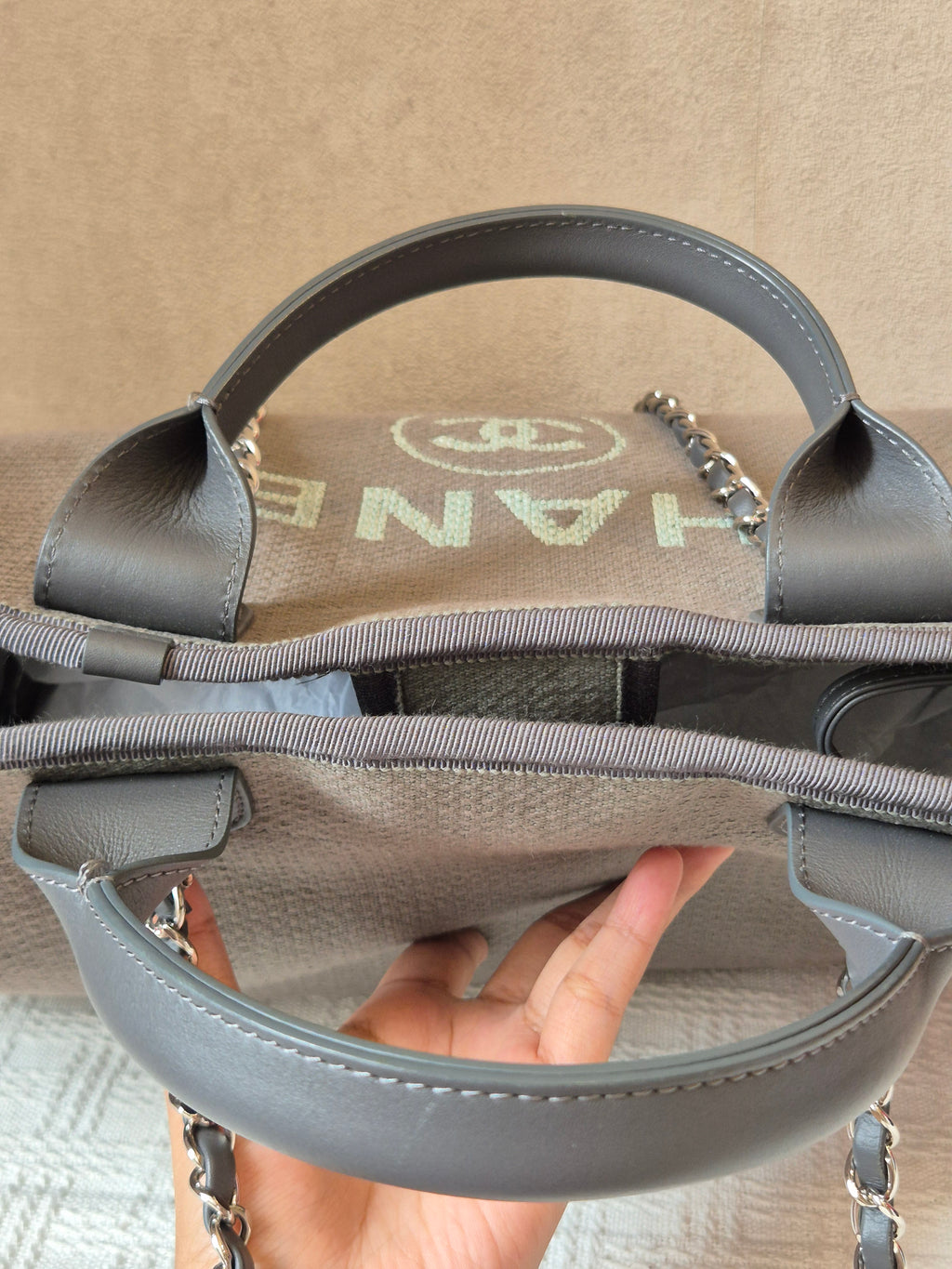 Chanel Deauville Tote Bag Grey