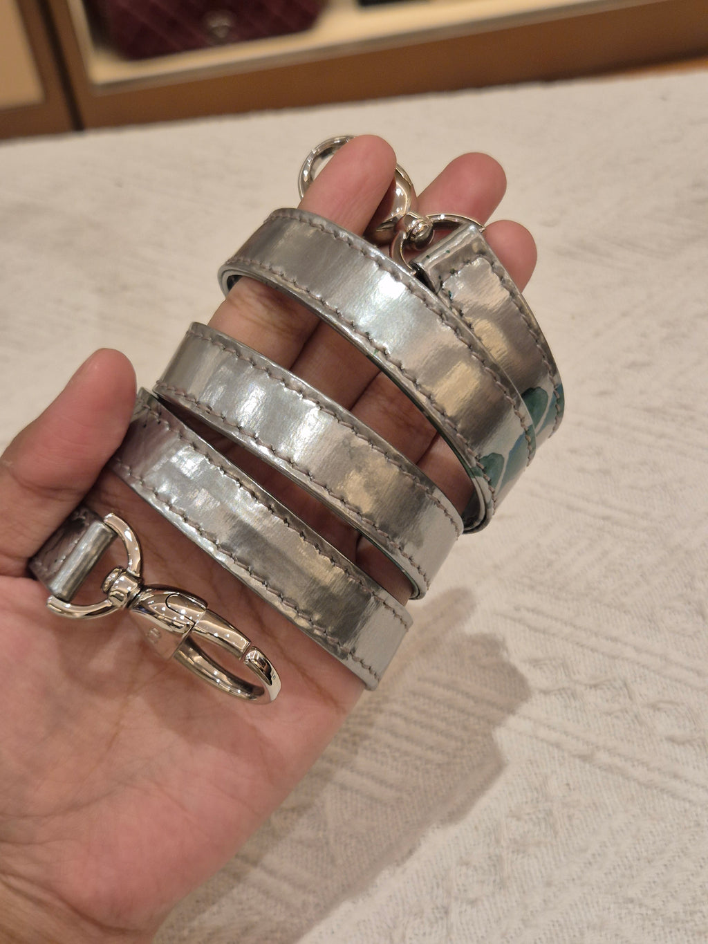 Lady Dior Medium Silver Flower