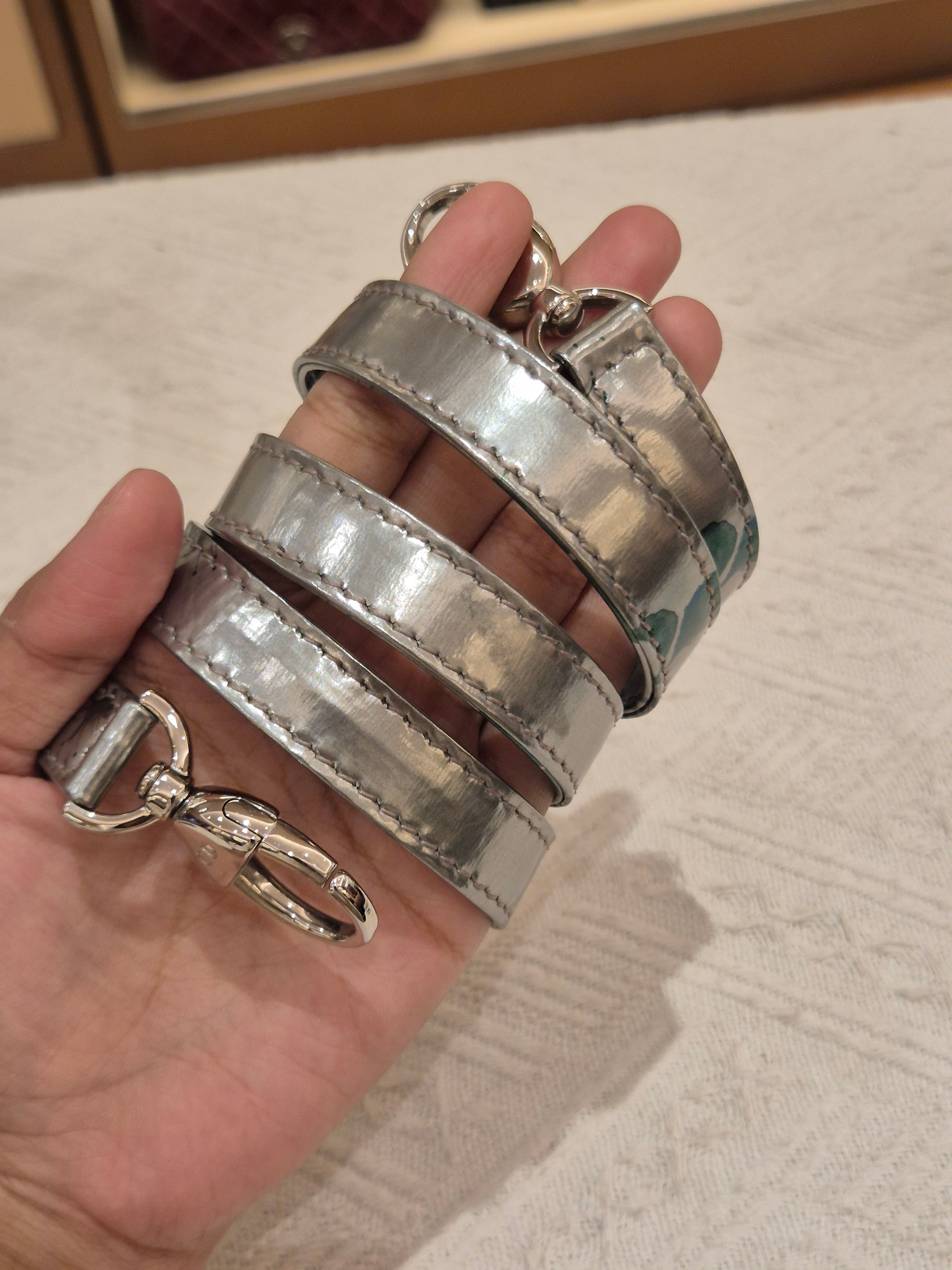 Lady Dior Medium Silver Flower