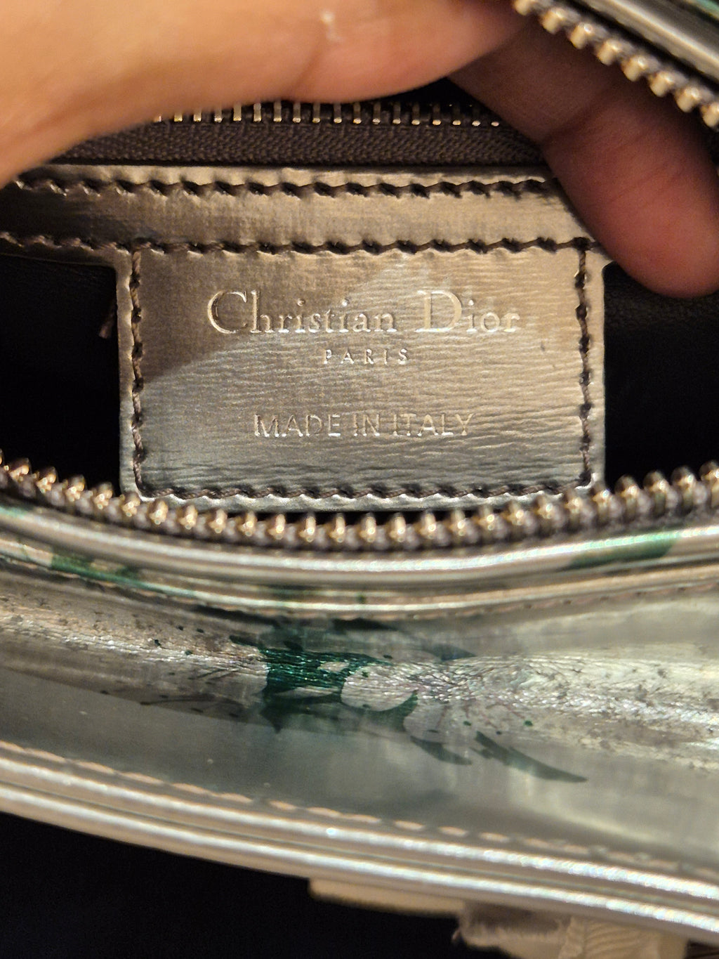 Lady Dior Medium Silver Flower