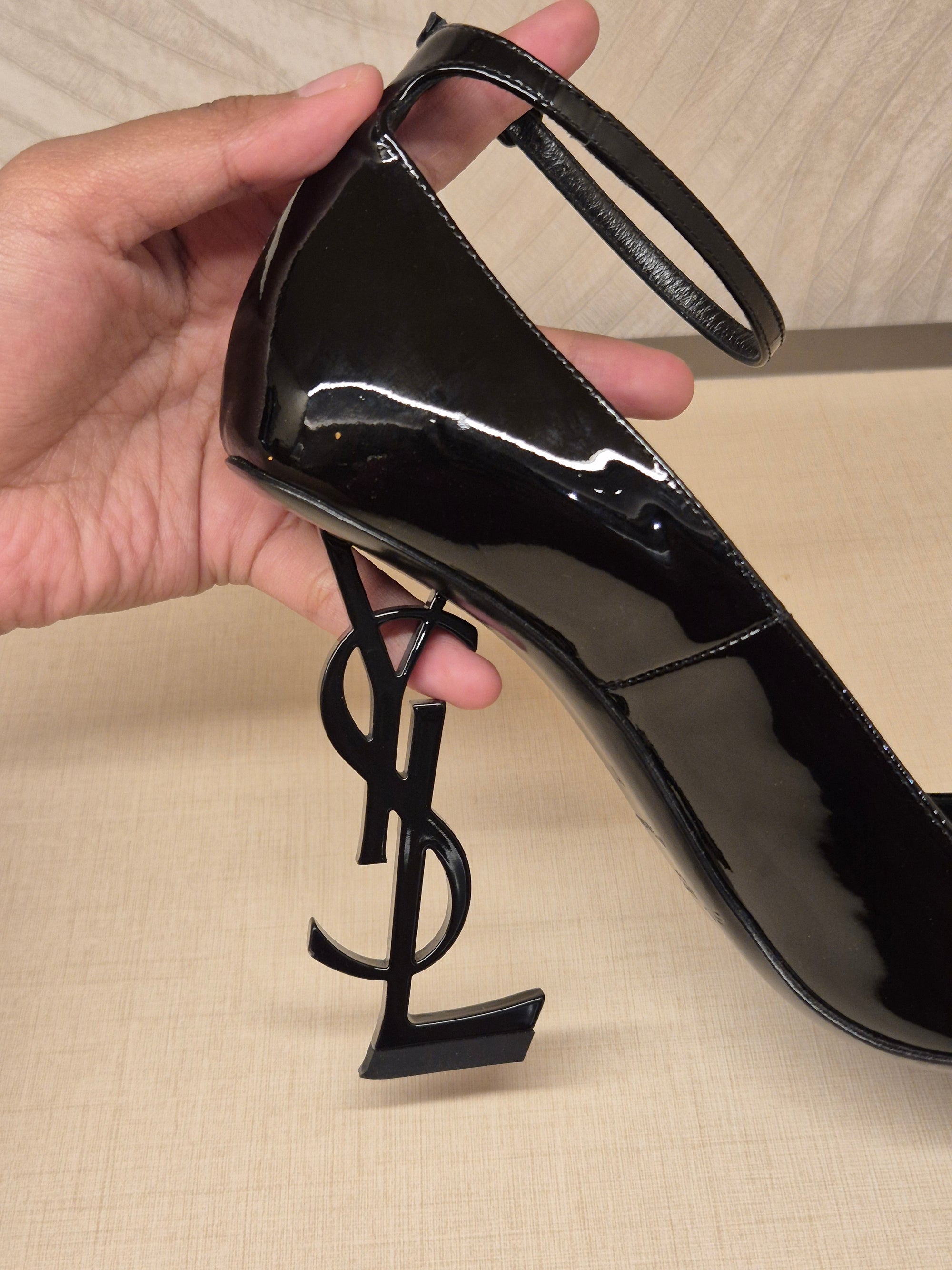 YSL Heels Opyum Black Patent
